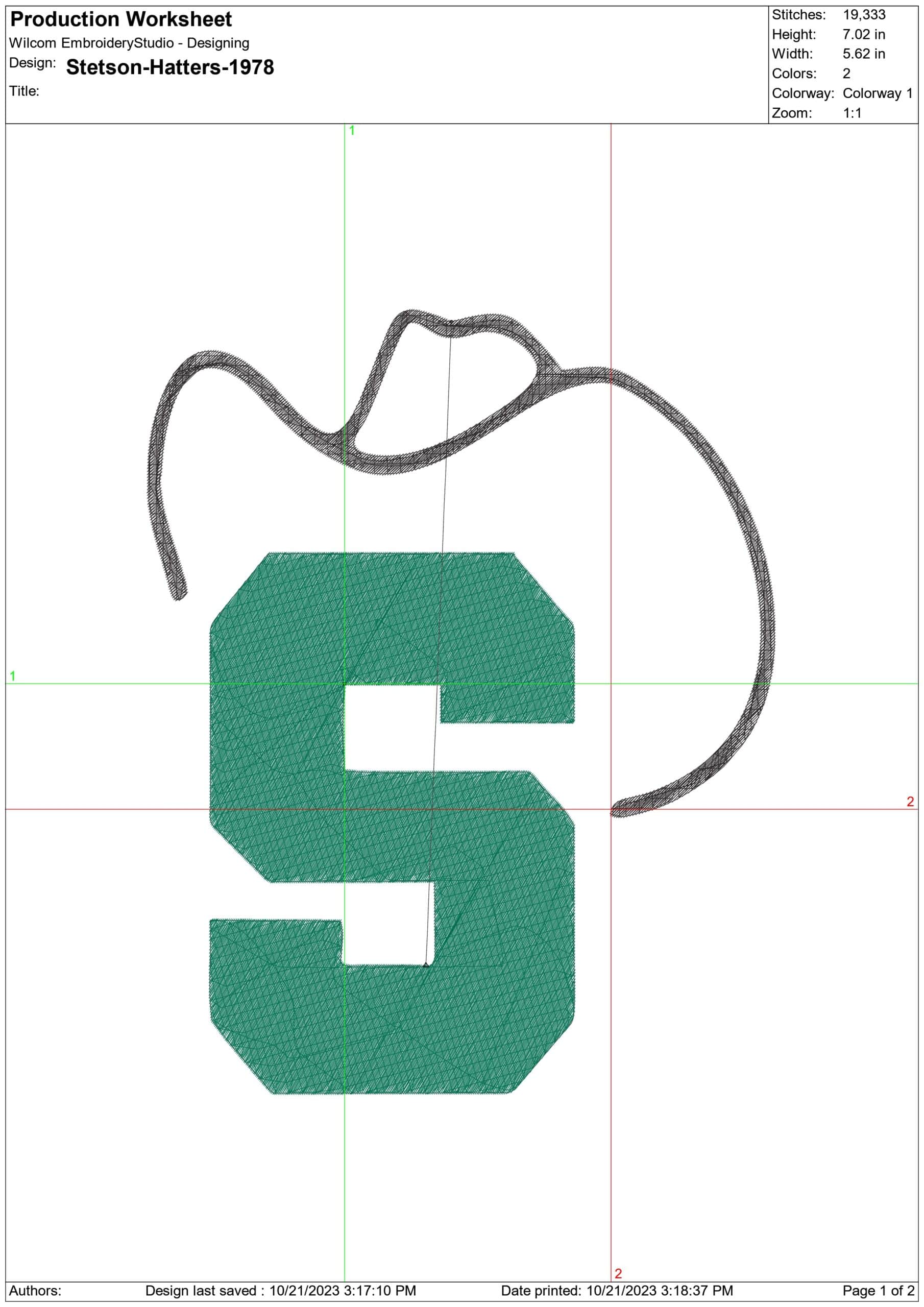 Stetson Hatters Logo 1978 embroidery design -Stetson Hatters Logo 1978 embroidery machine pattern embroidery file - instant download — view 2