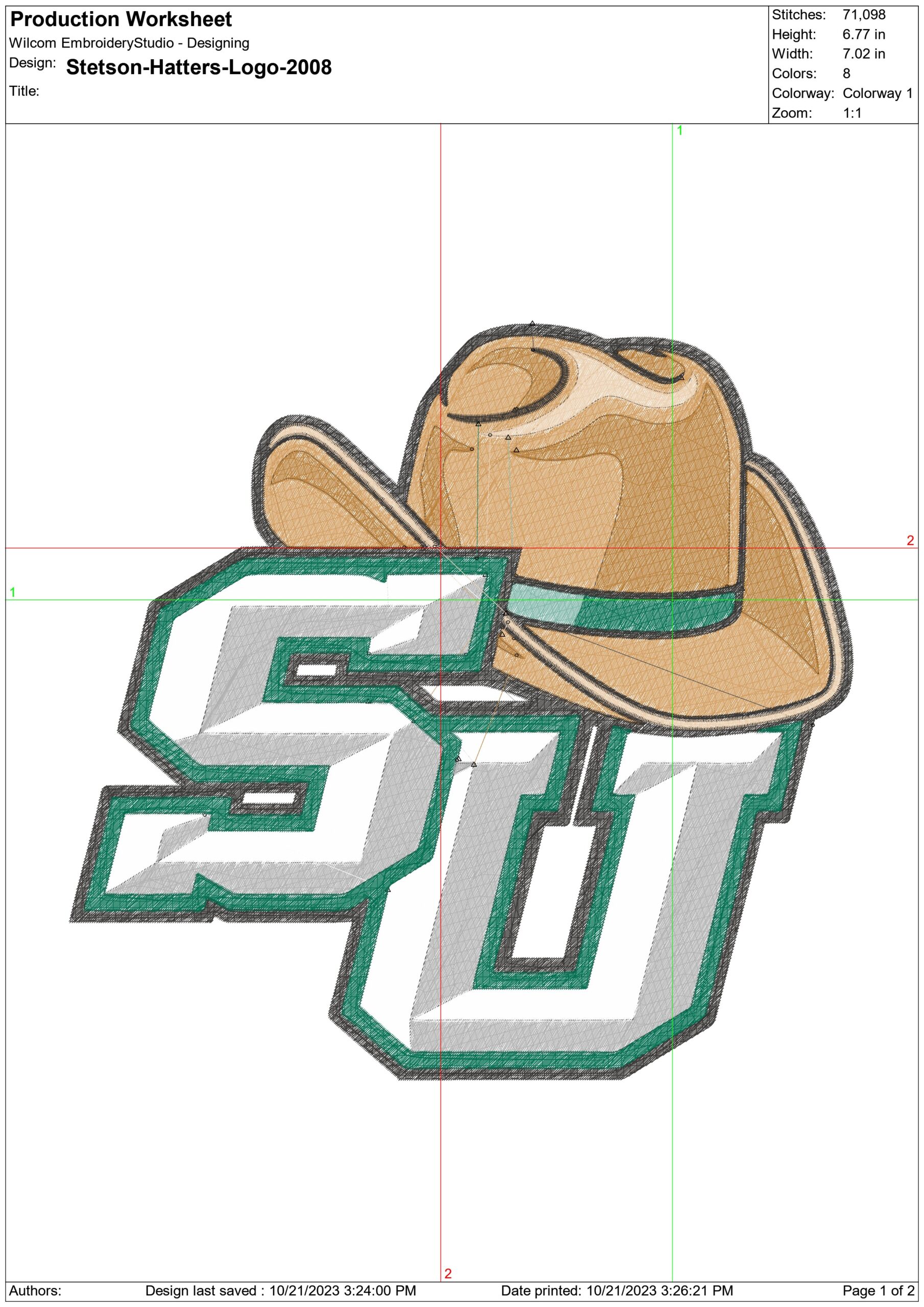 Stetson Hatters Logo 2008 embroidery design -Stetson Hatters Logo 2008 embroidery machine pattern embroidery file - instant download — view 2