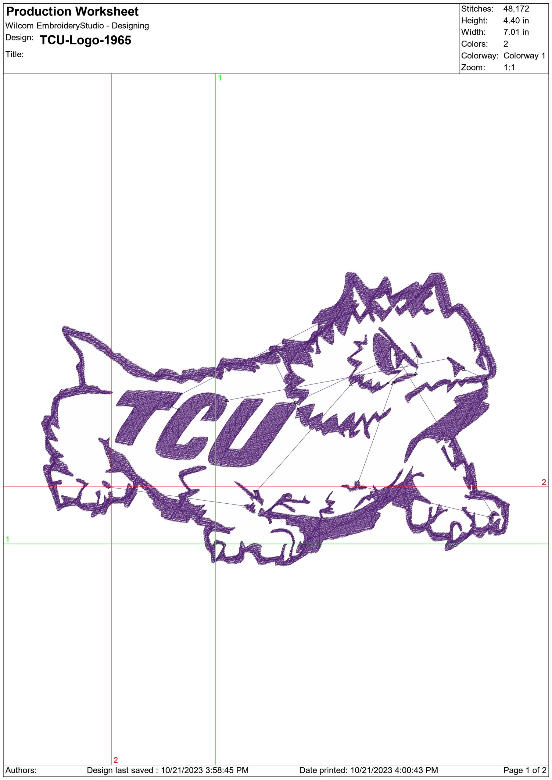 TCU 1965 Logo   embroidery design -TCU 1965 Logo embroidery machine pattern embroidery file - instant download — view 2