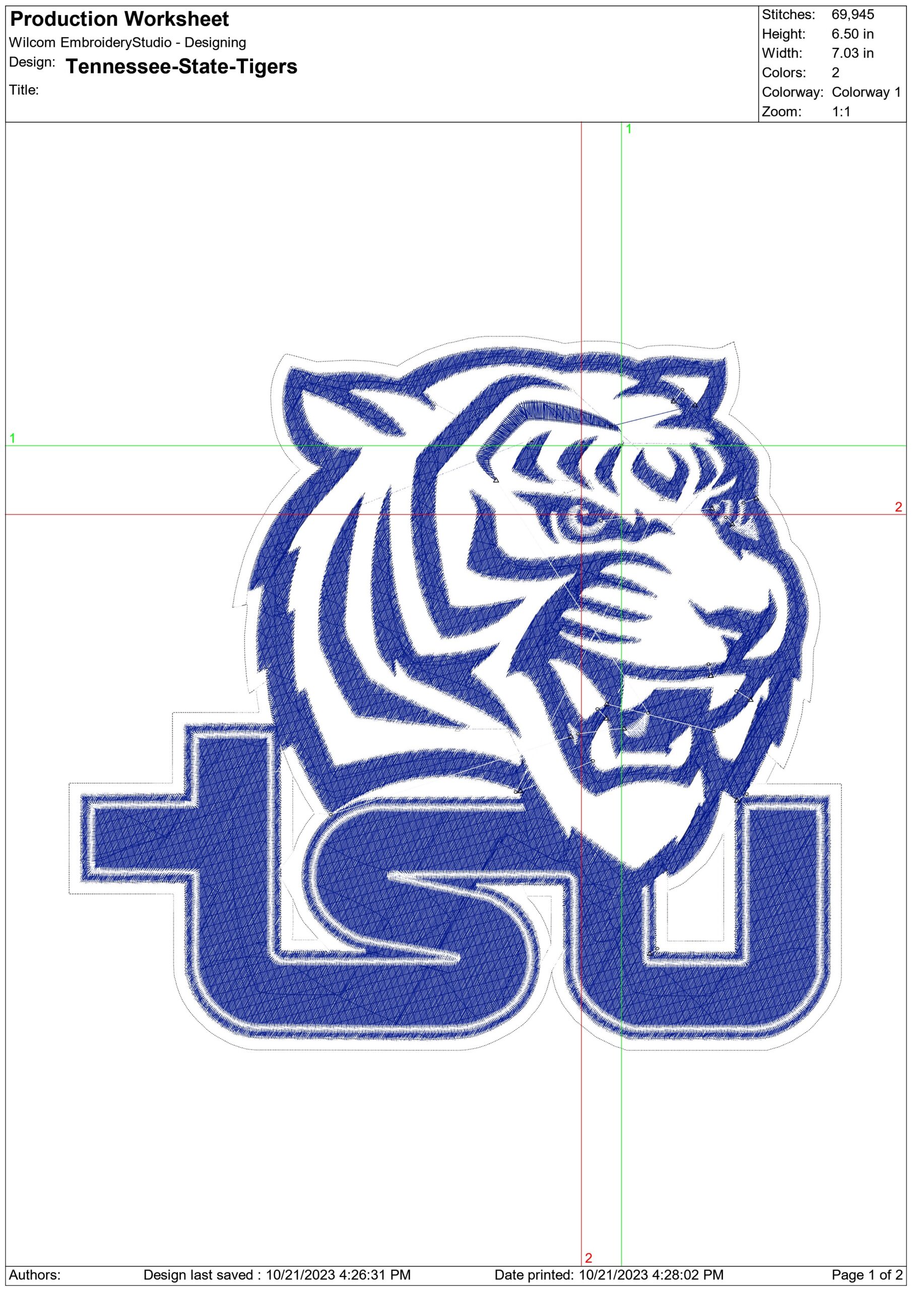 Tennessee State Tigers Logo  embroidery design -Tennessee State Tigers  Logo  embroidery machine pattern embroidery file - instant download — view 2