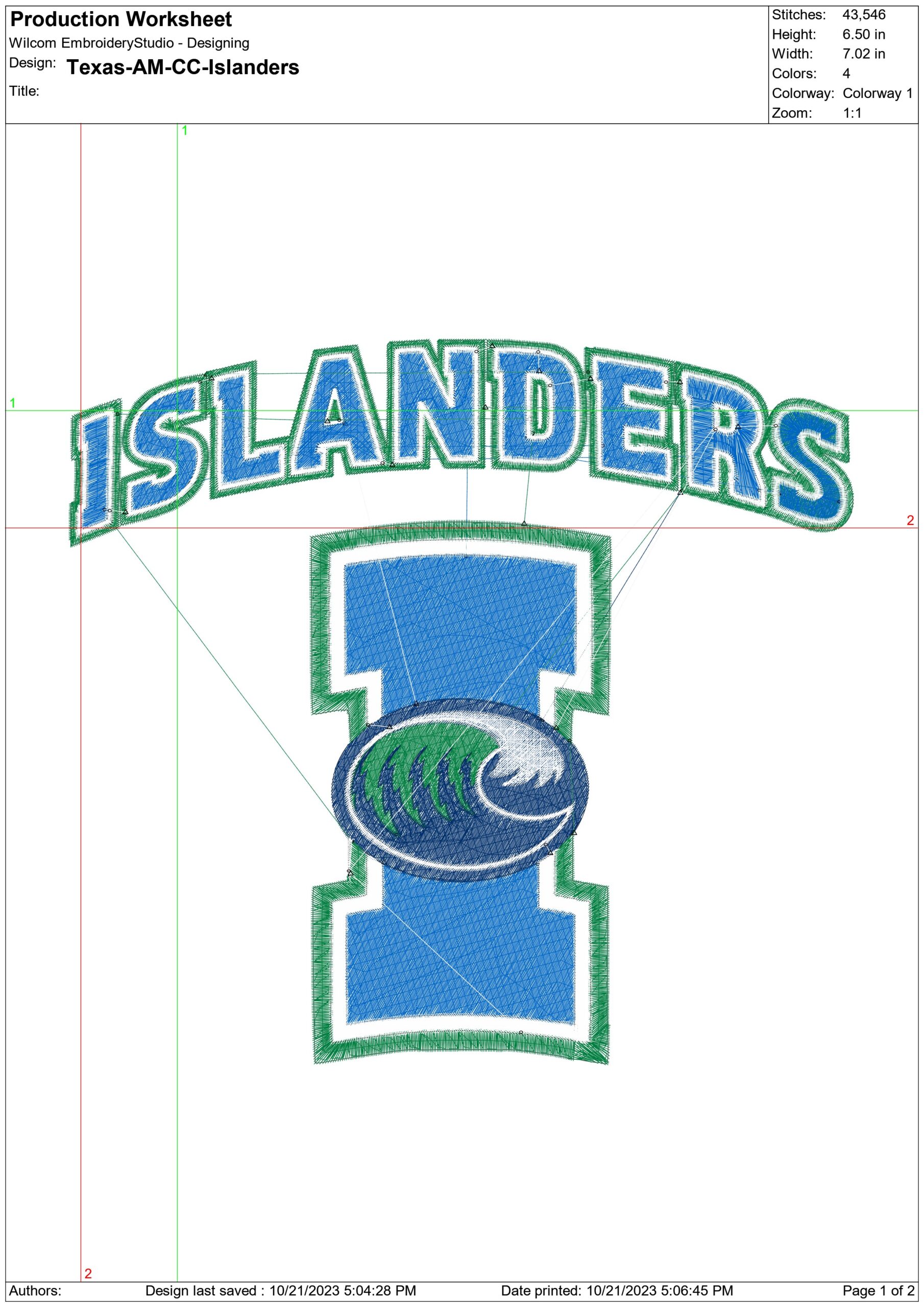 Texas AM CC Islanders logo  embroidery design -Texas AM CC Islanders Logo embroidery machine pattern embroidery file - instant download — view 2