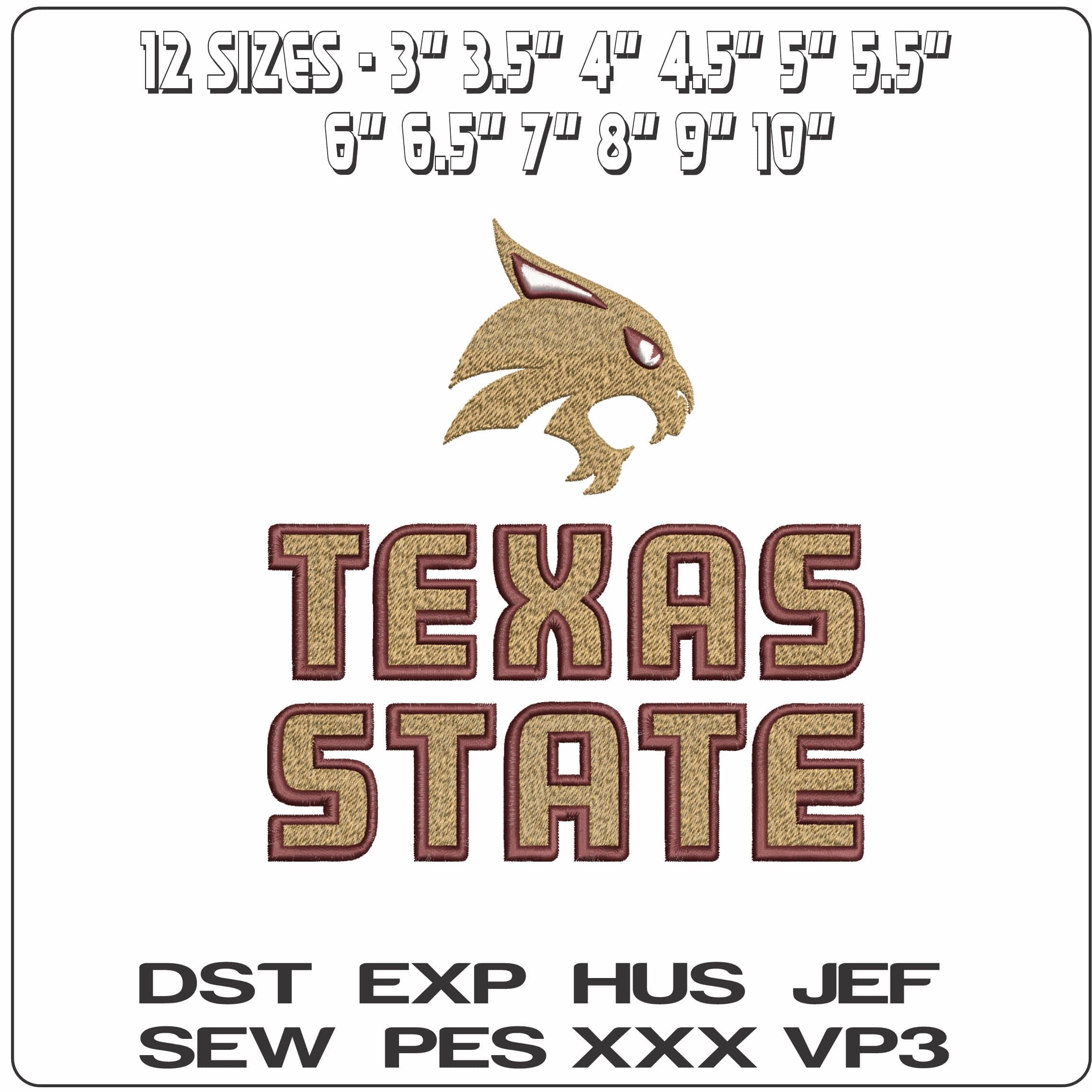Texas State Bobcats embroidery design -Texas State Bobcats embroidery machine pattern embroidery file - instant download — view 2