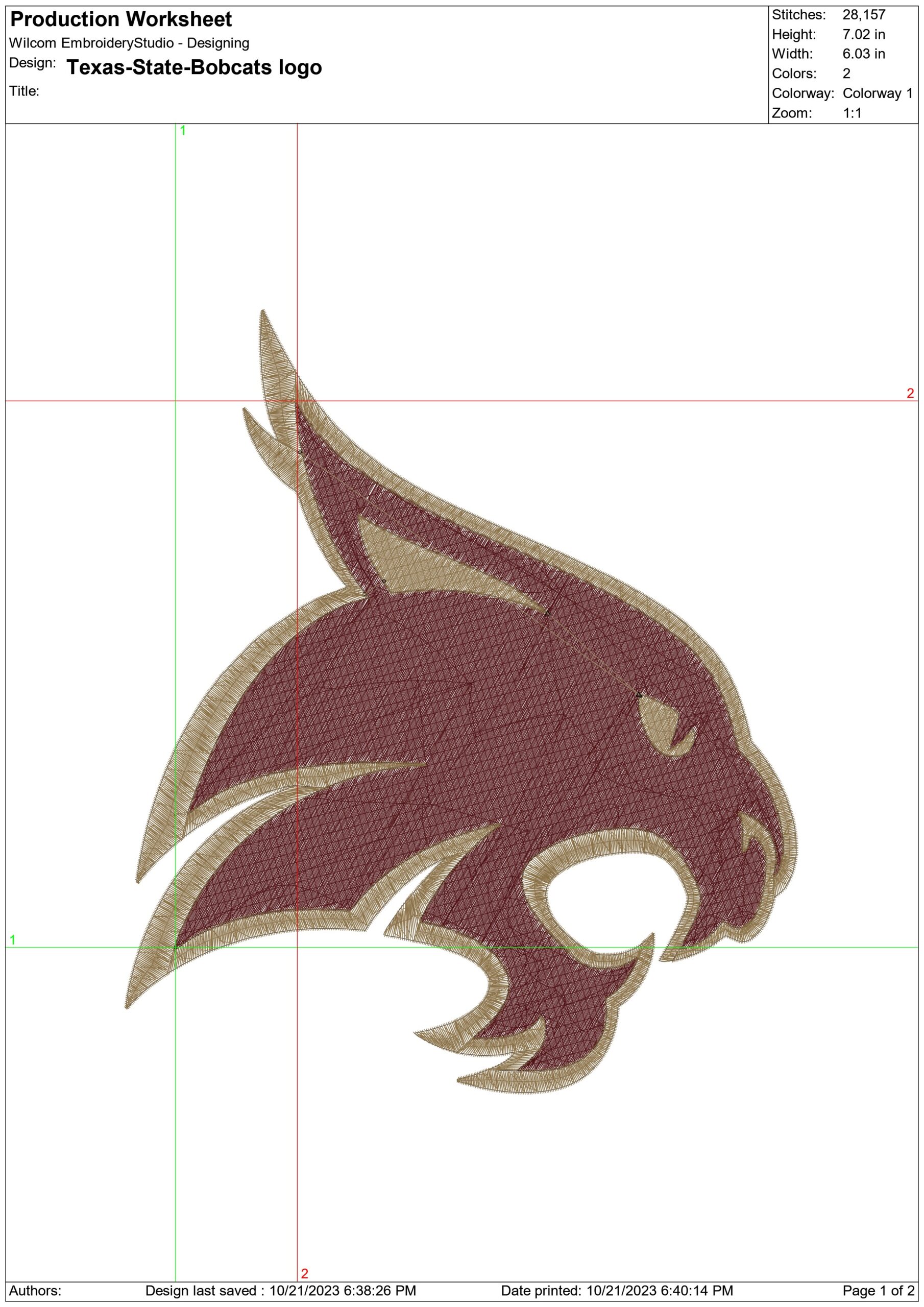 Texas State Bobcats Logo embroidery design -Texas State Bobcats Logo embroidery machine pattern embroidery file - instant download — view 2