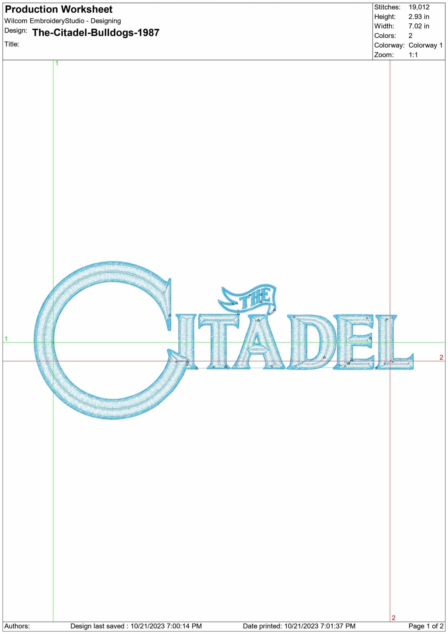 The Citadel Bulldogs Logo 1987 embroidery design -The Citadel Bulldogs Logo 1987 embroidery machine pattern embroidery file - instant download — view 2