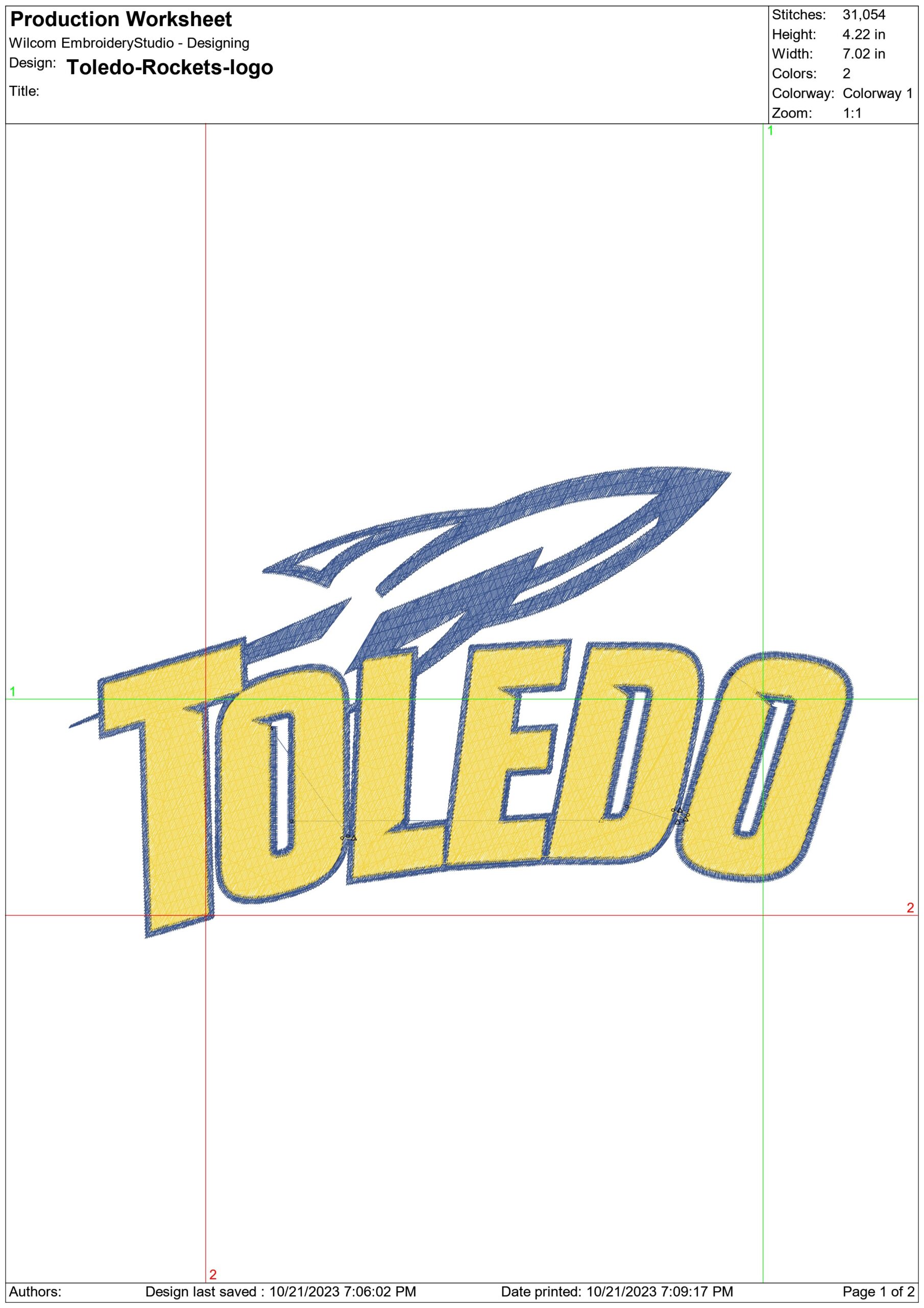 Toledo Rockets Logo embroidery design -Toledo Rockets Logo  embroidery machine pattern embroidery file - instant download — view 2