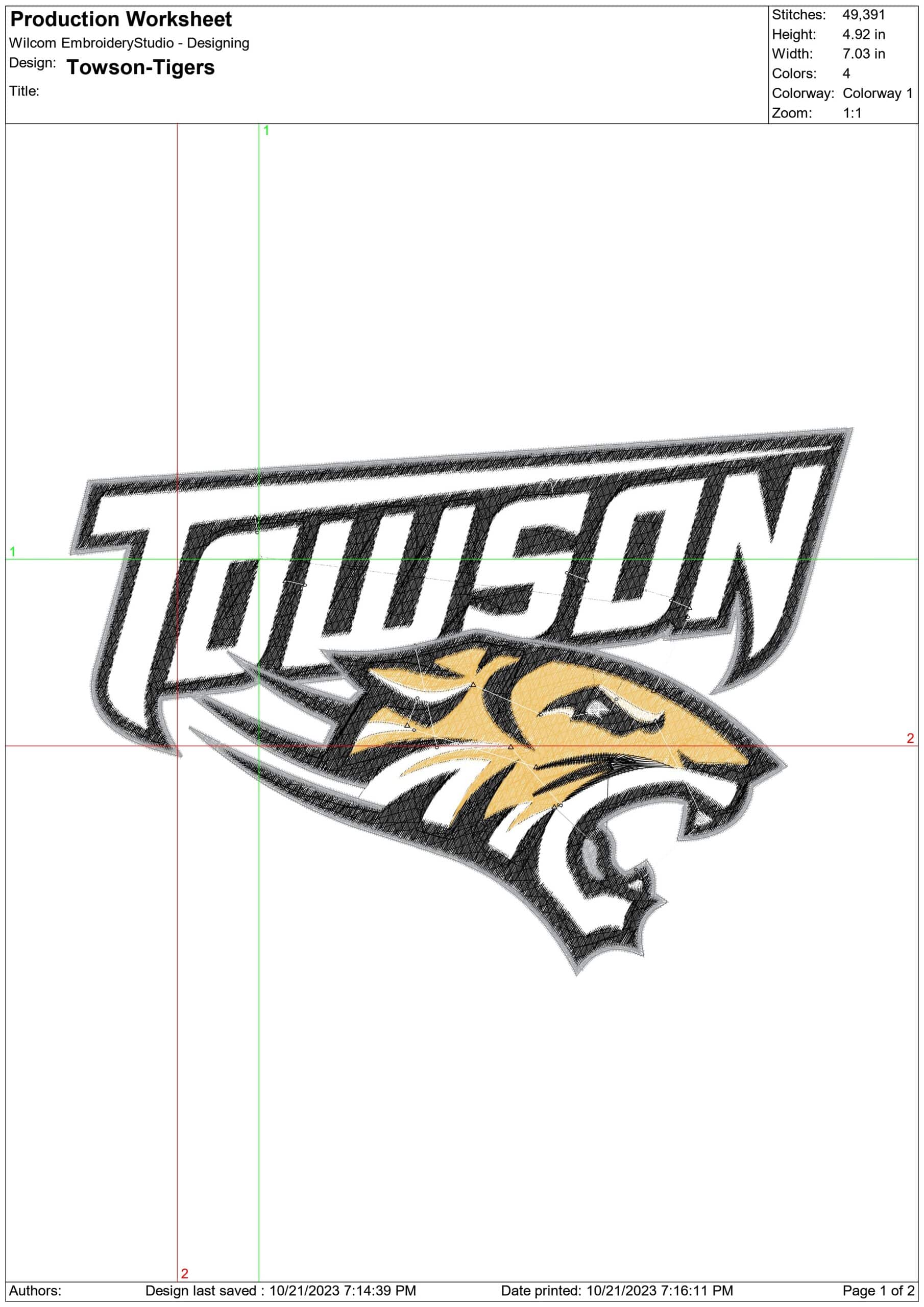 Towson Tigers Logo embroidery design -Towson Tigers Logo  embroidery machine pattern embroidery file - instant download — view 2