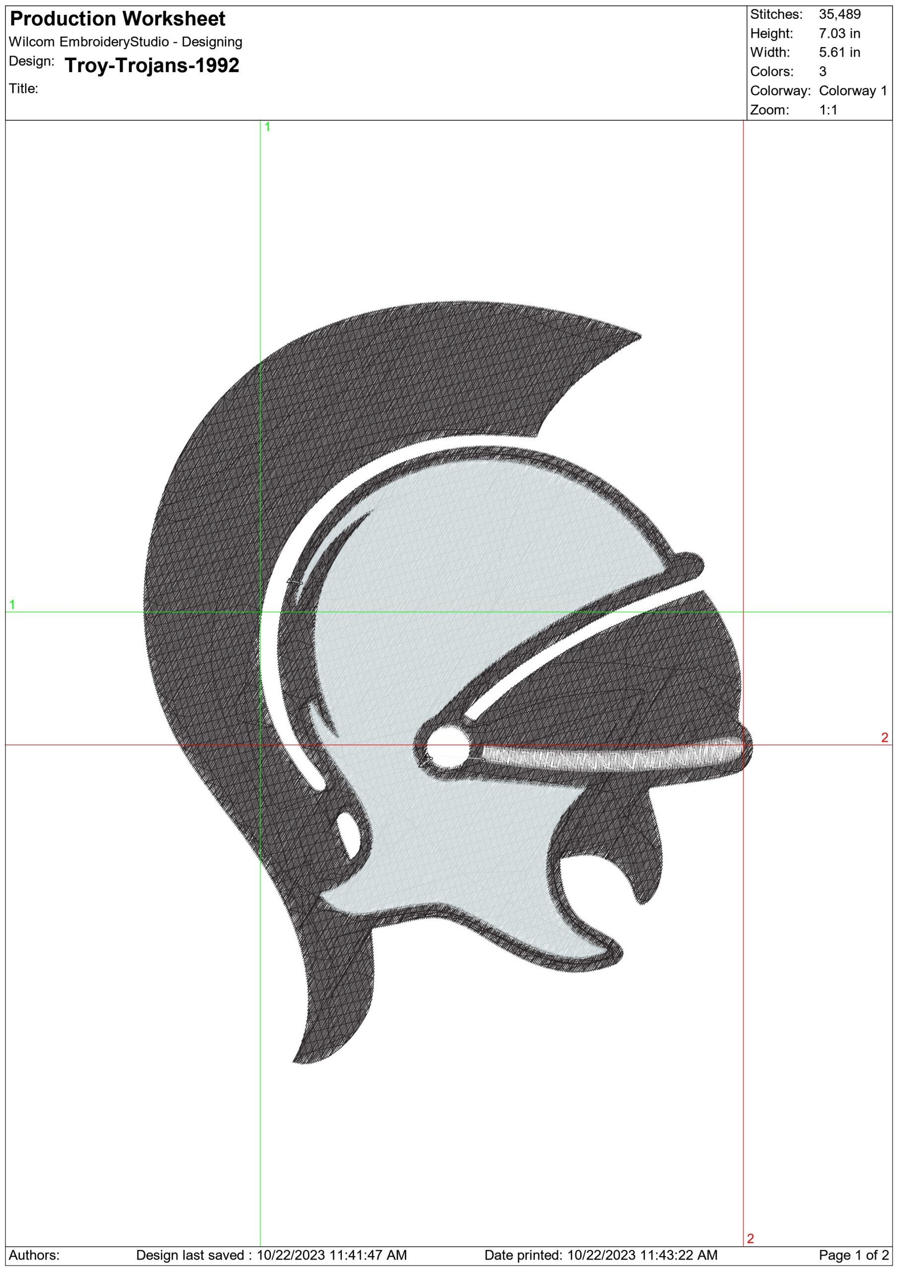 Troy Trojans Logo 1992 embroidery design -Troy Trojans Logo 1992 embroidery machine pattern embroidery file - instant download — view 2