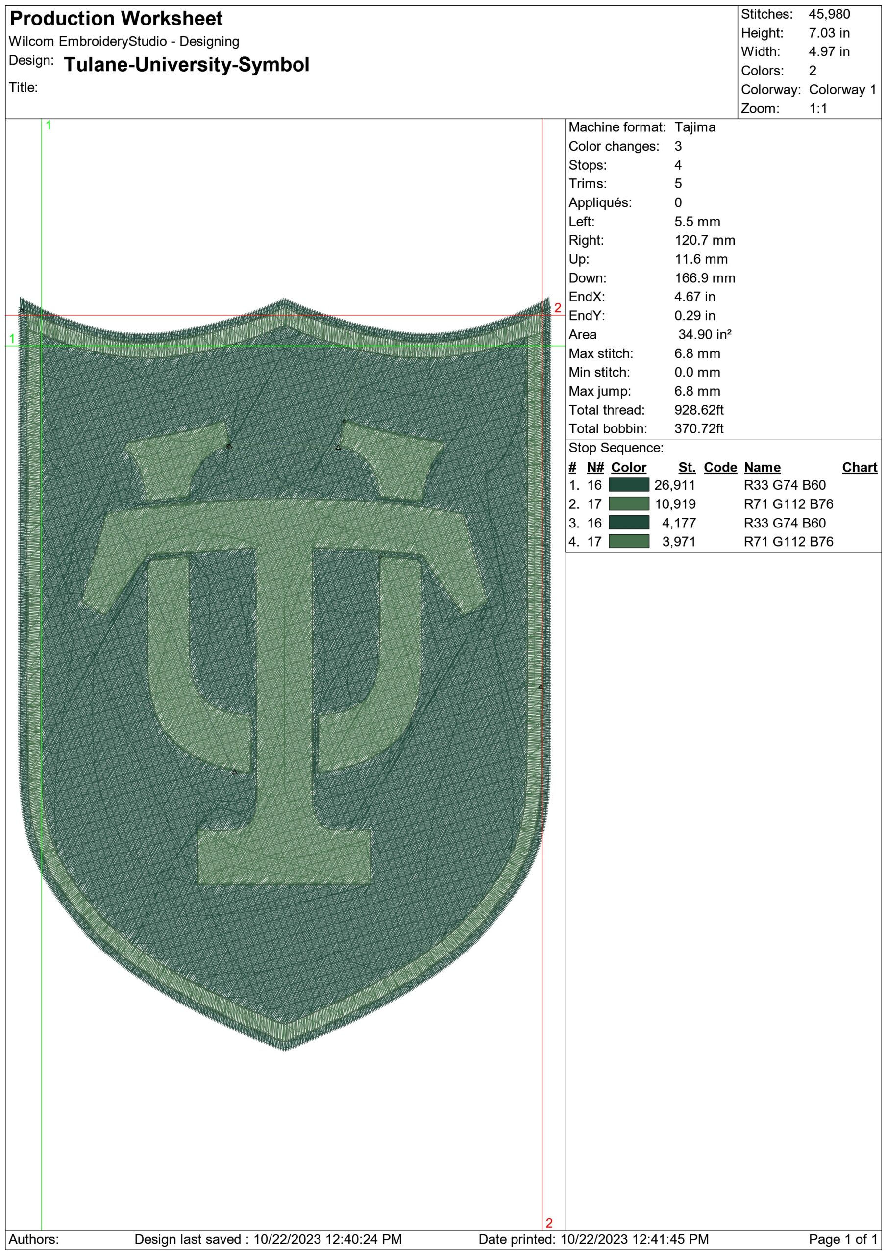 Tulane University Symbol embroidery design -Tulane University Symbol embroidery machine pattern embroidery file - instant download — view 2