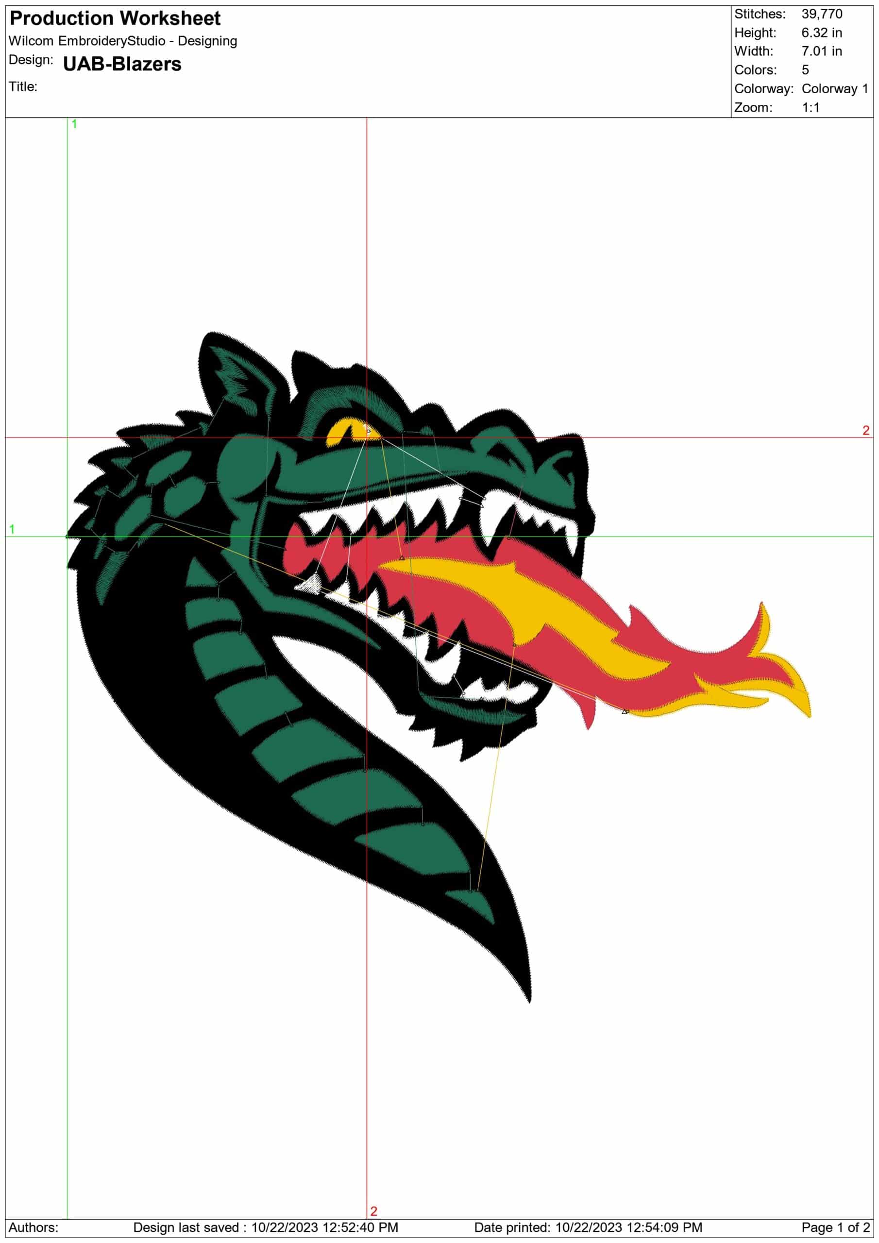 UAB Blazers logo embroidery design -UAB Blazers logo embroidery machine pattern embroidery file - instant download — view 2