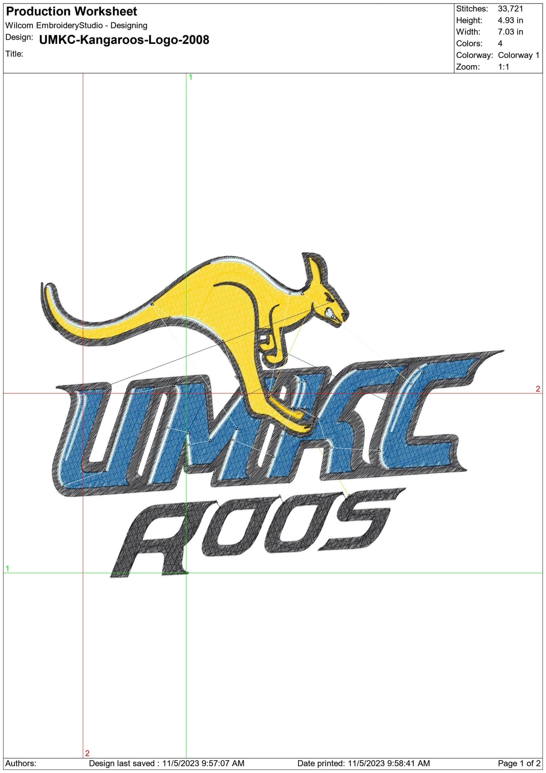 UMKC Kangaroos logo 2008 embroidery design -UMKC Kangaroos logo 2008 embroidery machine pattern embroidery file - instant download — view 2
