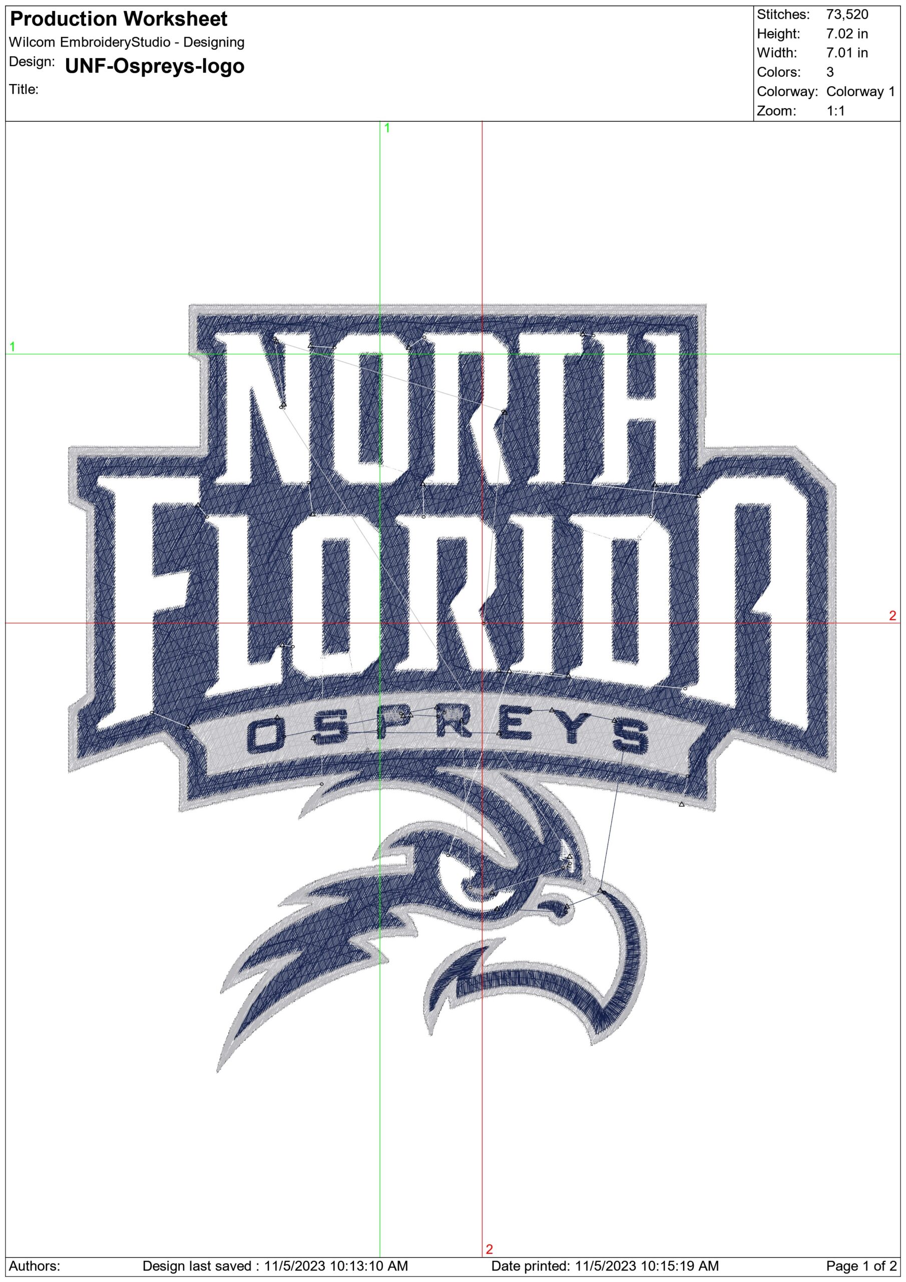 UNF Ospreys logo embroidery design -UNF Ospreys logo embroidery machine pattern embroidery file - instant download — view 2