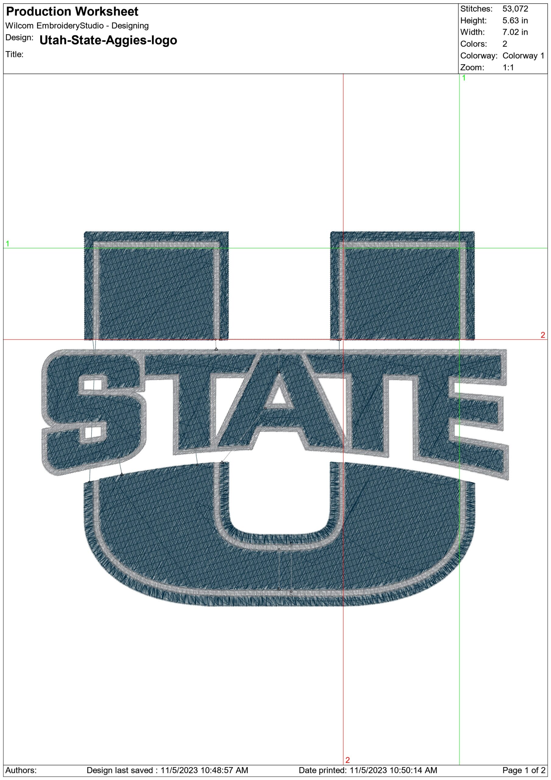 Utah State Aggies logo embroidery design -Utah State Aggies logo  embroidery machine pattern embroidery file - instant download — view 2