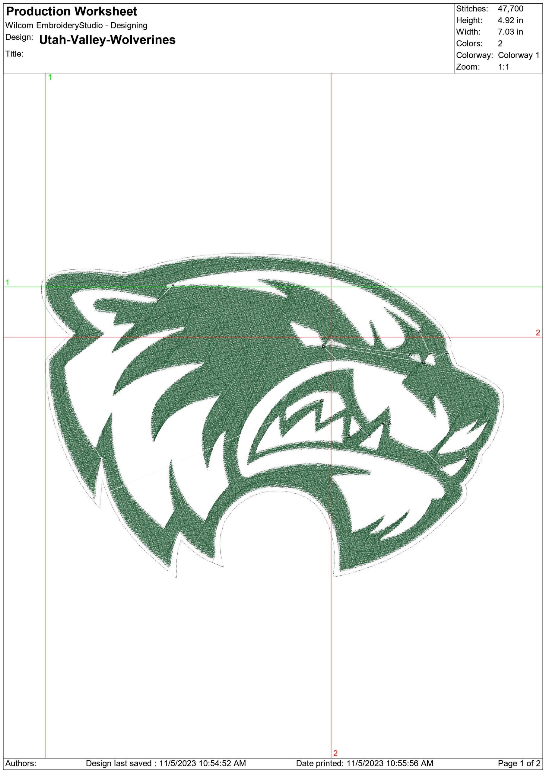 Utah Valley Wolverines logo embroidery design -Utah Valley Wolverines logo  embroidery machine pattern embroidery file - instant download — view 2