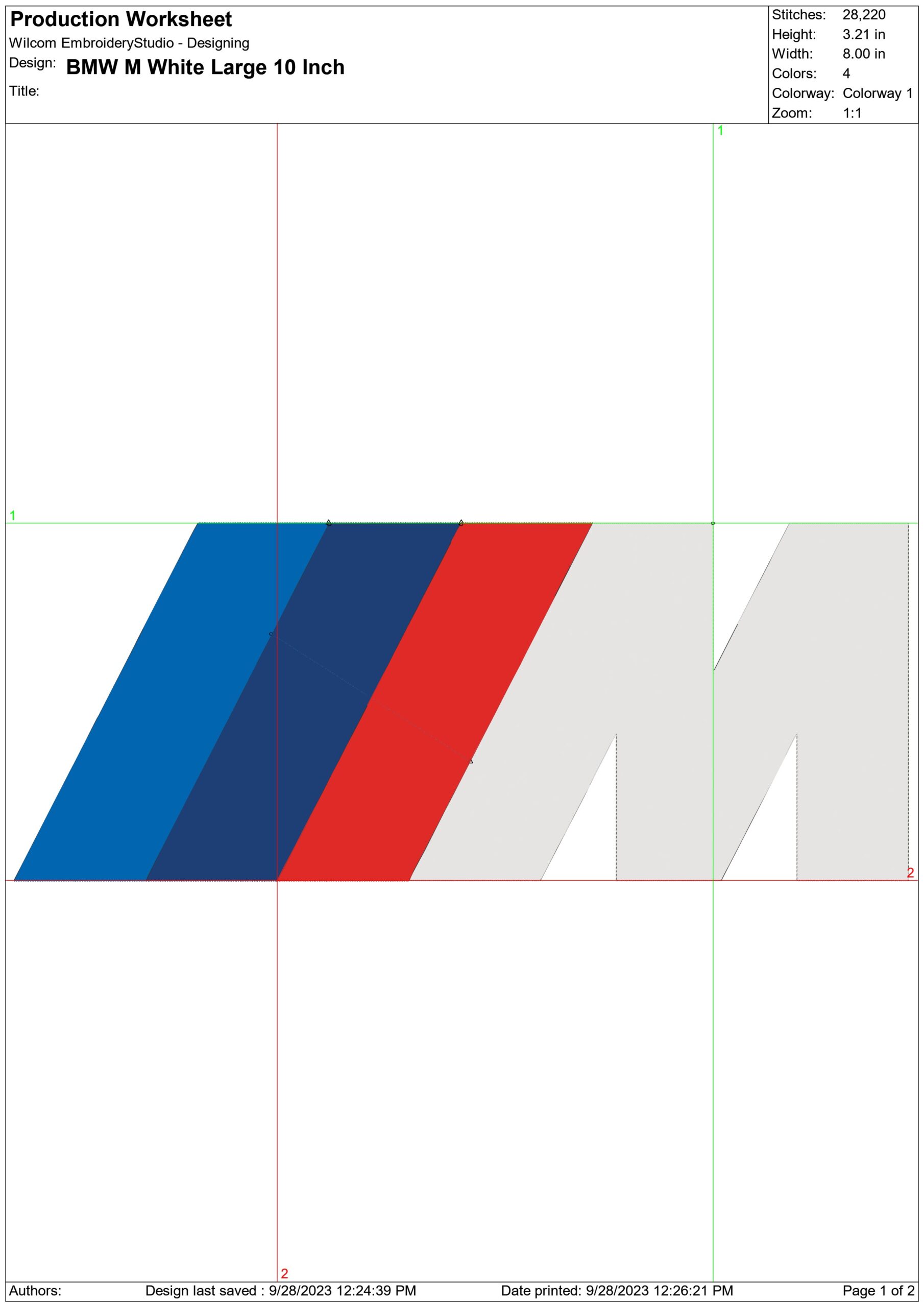 BMW M Sport White Large Car Logo embroidery design - BMW M Sport White Large  machine pattern Car Auto Company embroidery file instant download in a frame — view 2