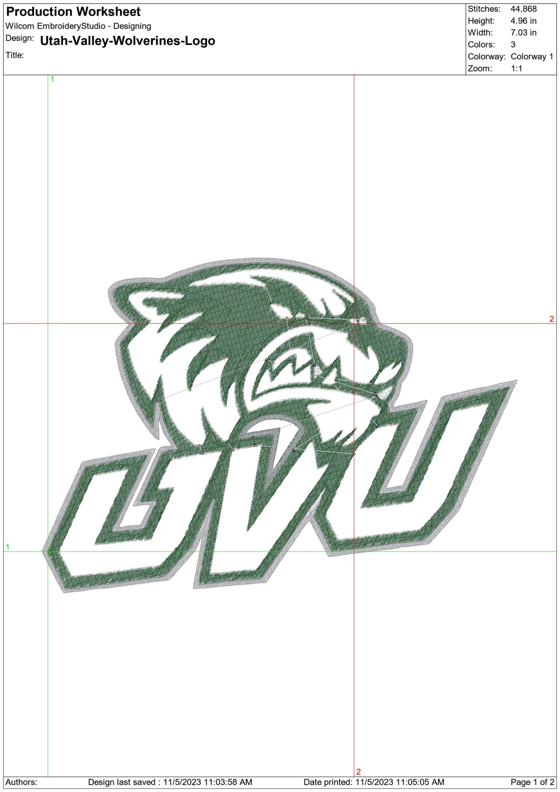 Utah Valley Wolverines logo embroidery design - Utah Valley University -UCCU Center Stadium logo embroidery machine pattern embroidery file - instant download — view 2