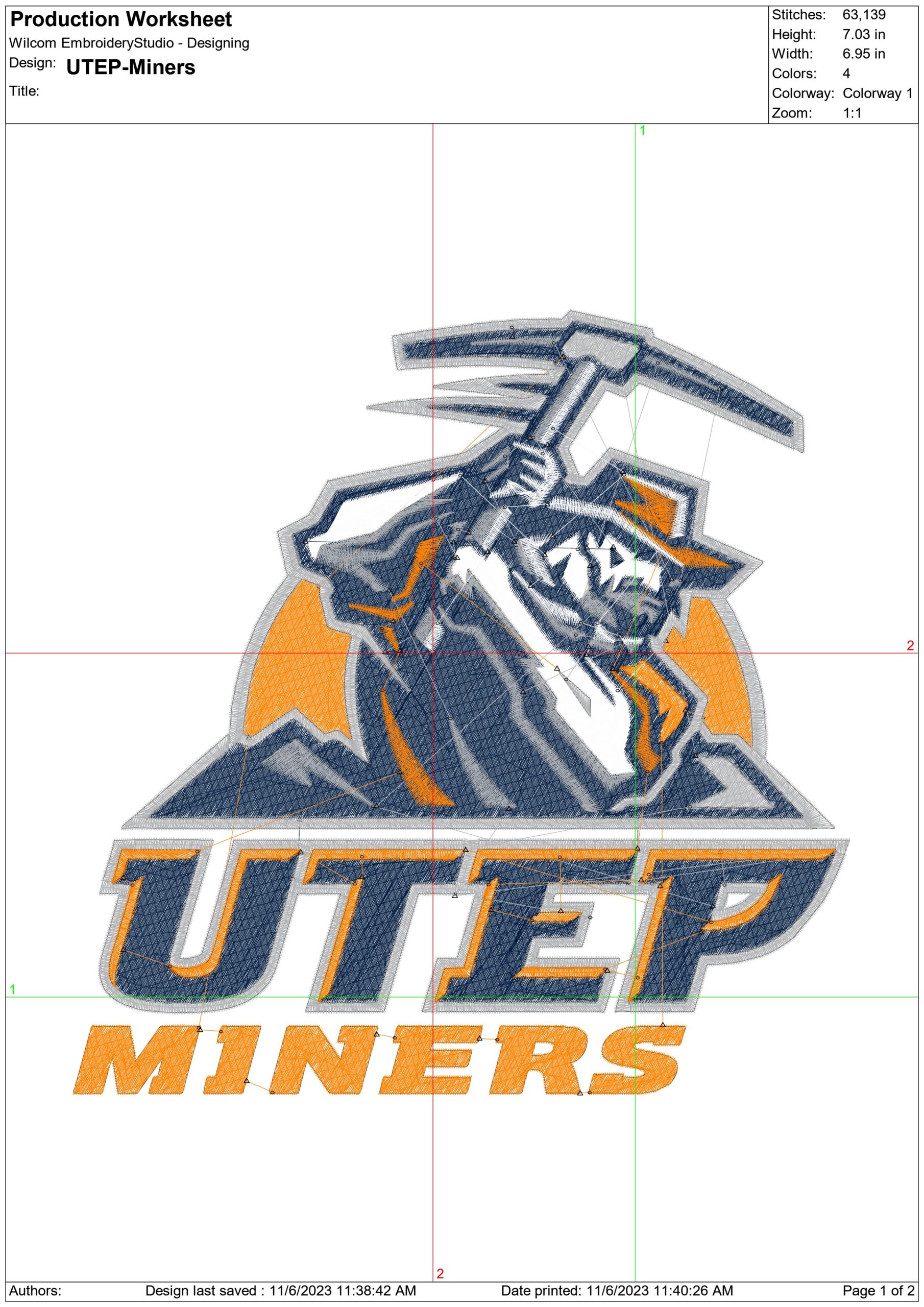 UTEP Miners logo embroidery design - UTEP Miners -Sun Bowl Stadium logo embroidery machine pattern embroidery file - instant download — view 2