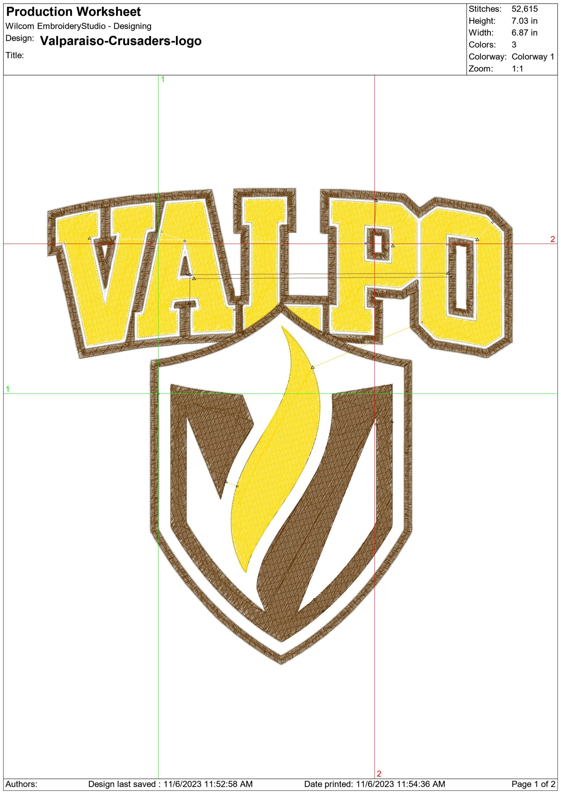 Valparaiso Beacons Crusaders logo embroidery design - Brown Field Stadium- Logo  embroidery machine pattern embroidery file - instant download — view 2