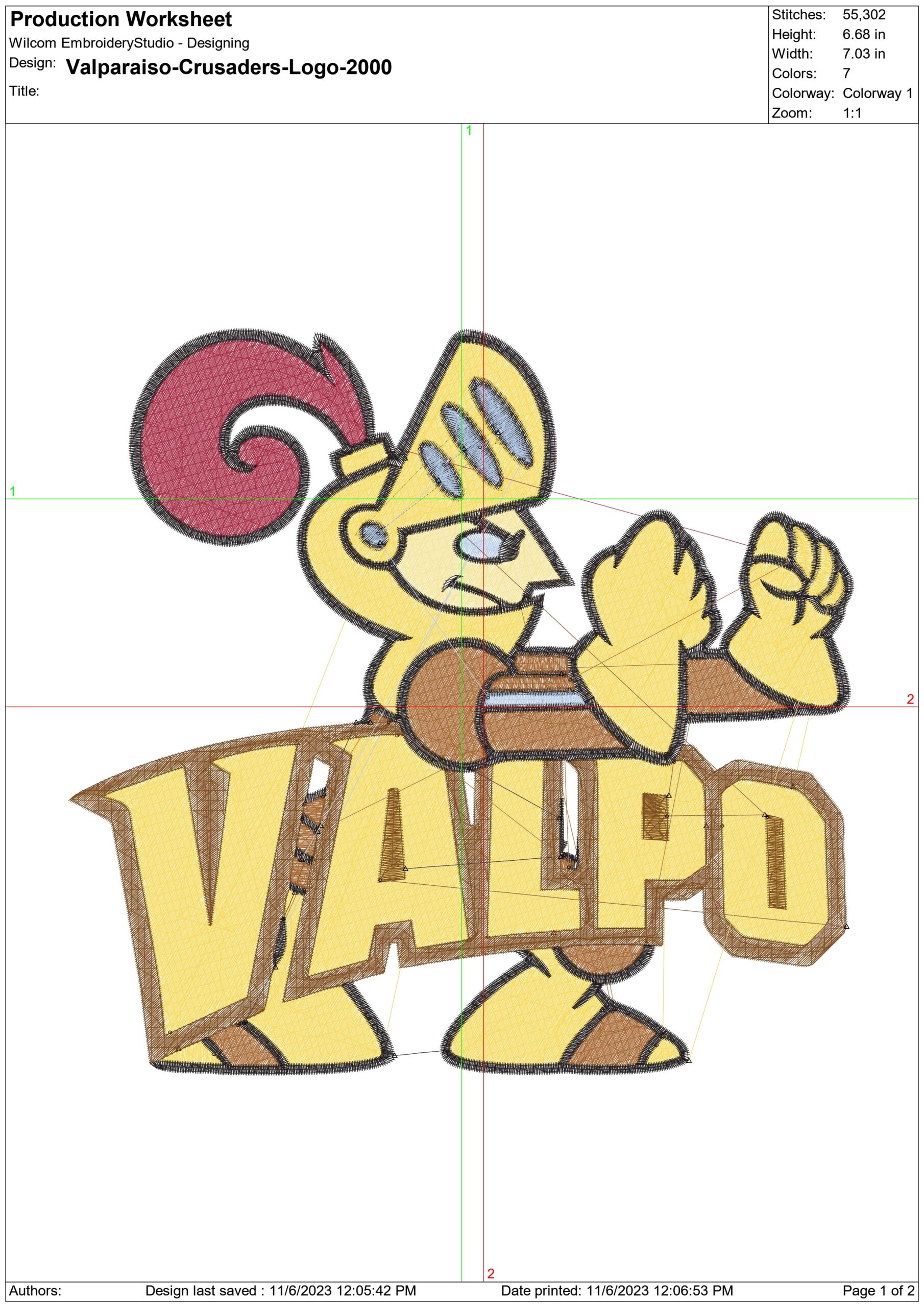 Valparaiso Crusaders logo 2000 embroidery design - Brown Field Stadium- Logo  embroidery machine pattern embroidery file - instant download — view 2