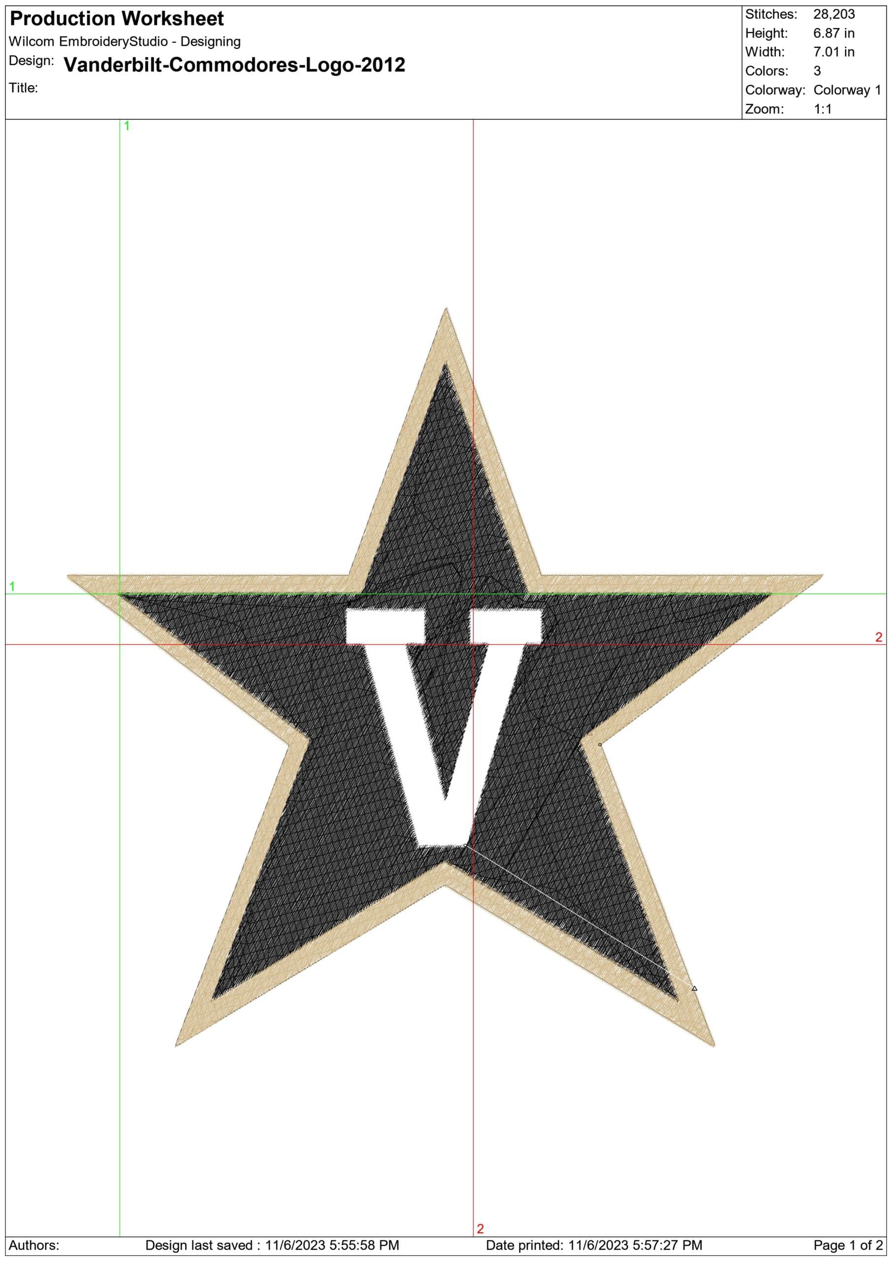 Vanderbilt Commodores logo 2012 embroidery design - First Bank Stadium- Logo  embroidery machine pattern embroidery file - instant download — view 2