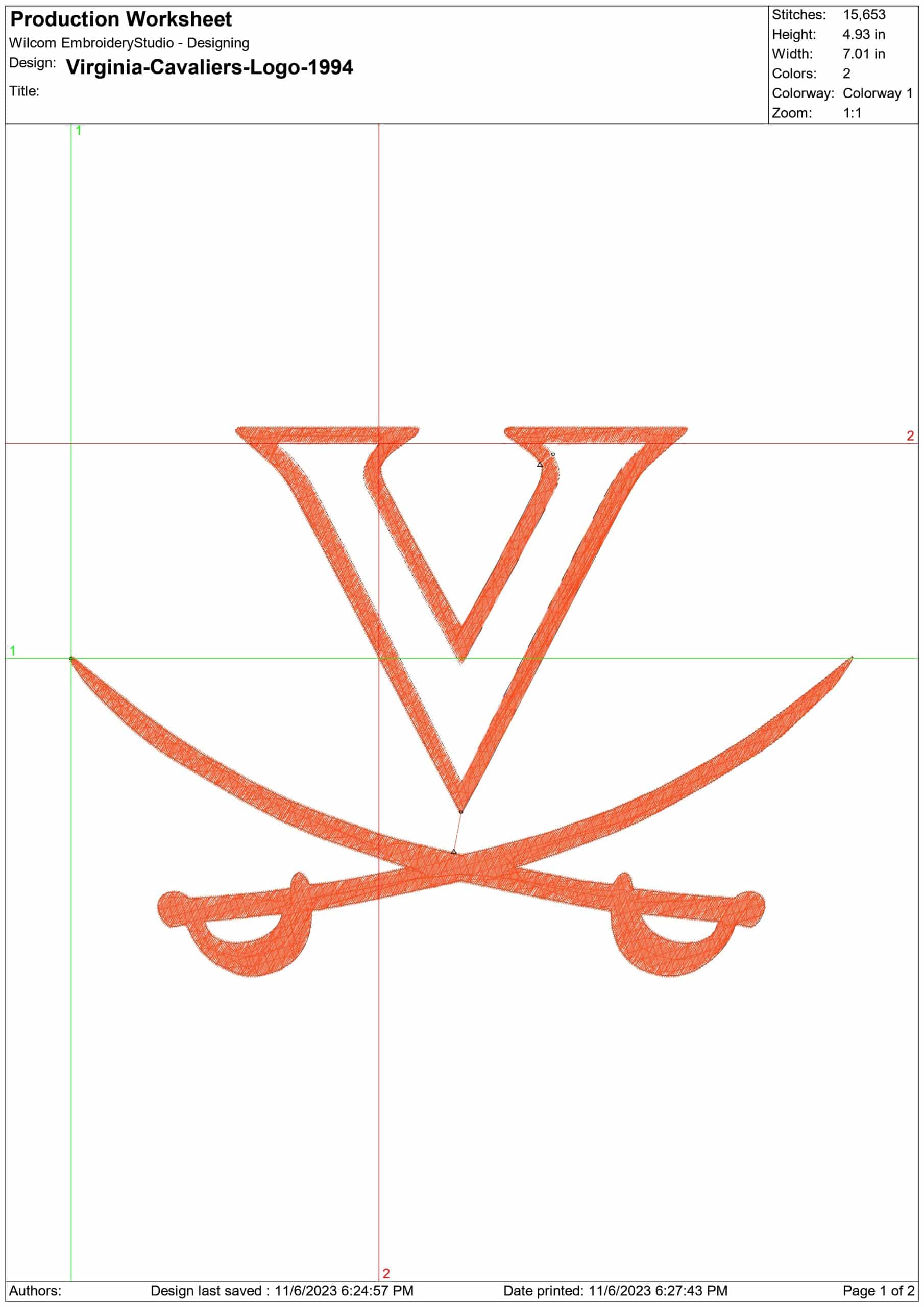 Virginia Cavaliers logo 1994 embroidery design - Scott Stadium- Logo  embroidery machine pattern embroidery file - instant download — view 2