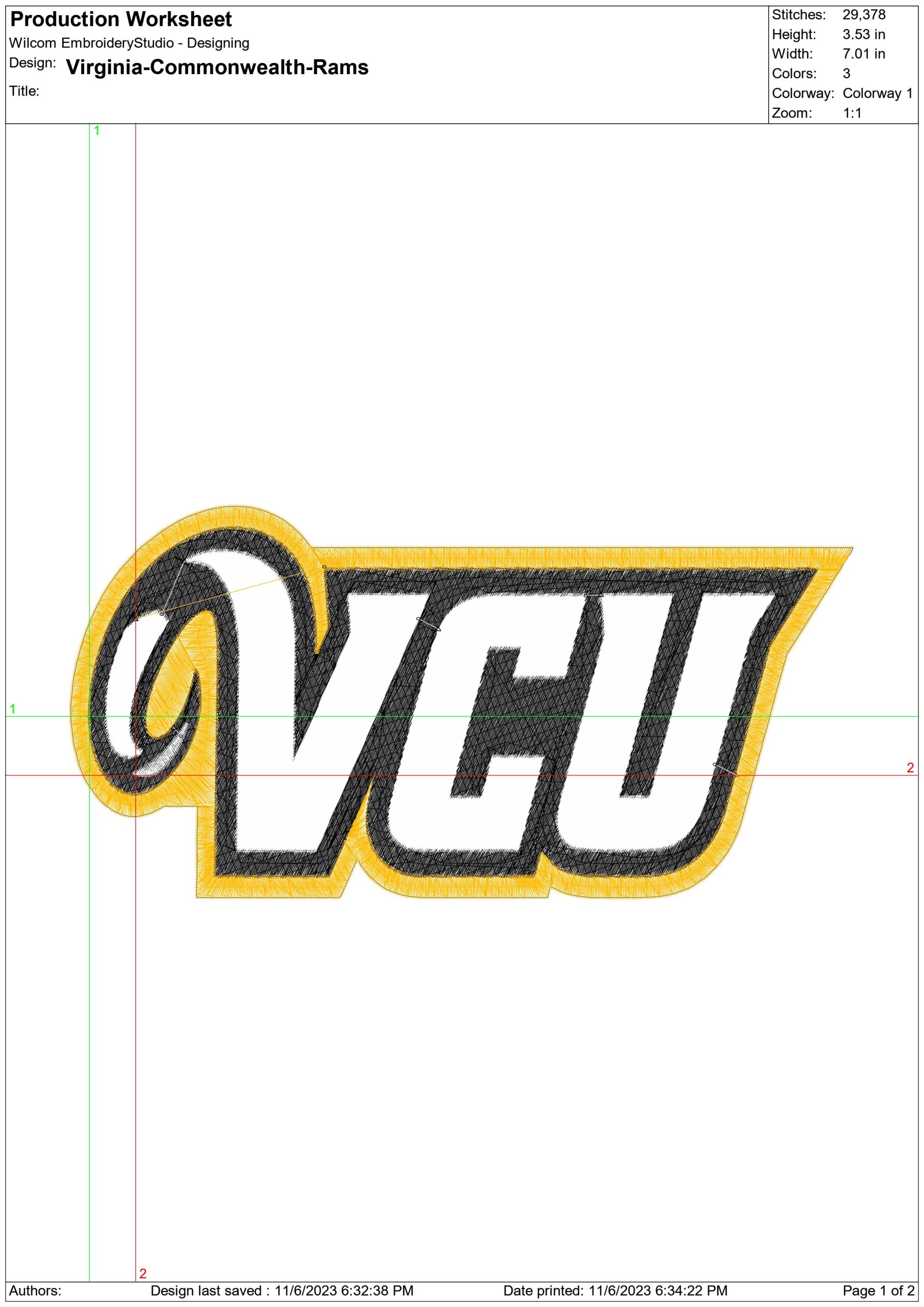 Virginia Commonwealth Rams logo embroidery design - Sports Backers Stadium- Logo  embroidery machine pattern embroidery file - instant download — view 2