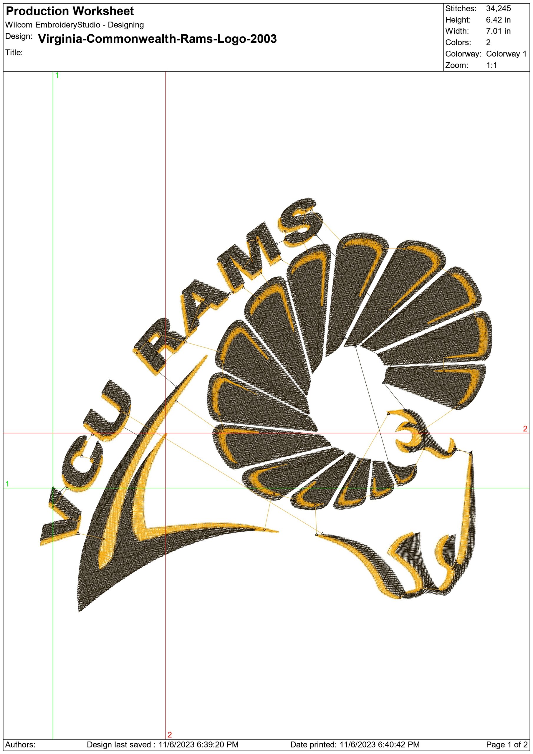 Virginia Commonwealth Rams logo 2003 embroidery design - Sports Backers Stadium- Logo  embroidery machine pattern embroidery file - instant download — view 2