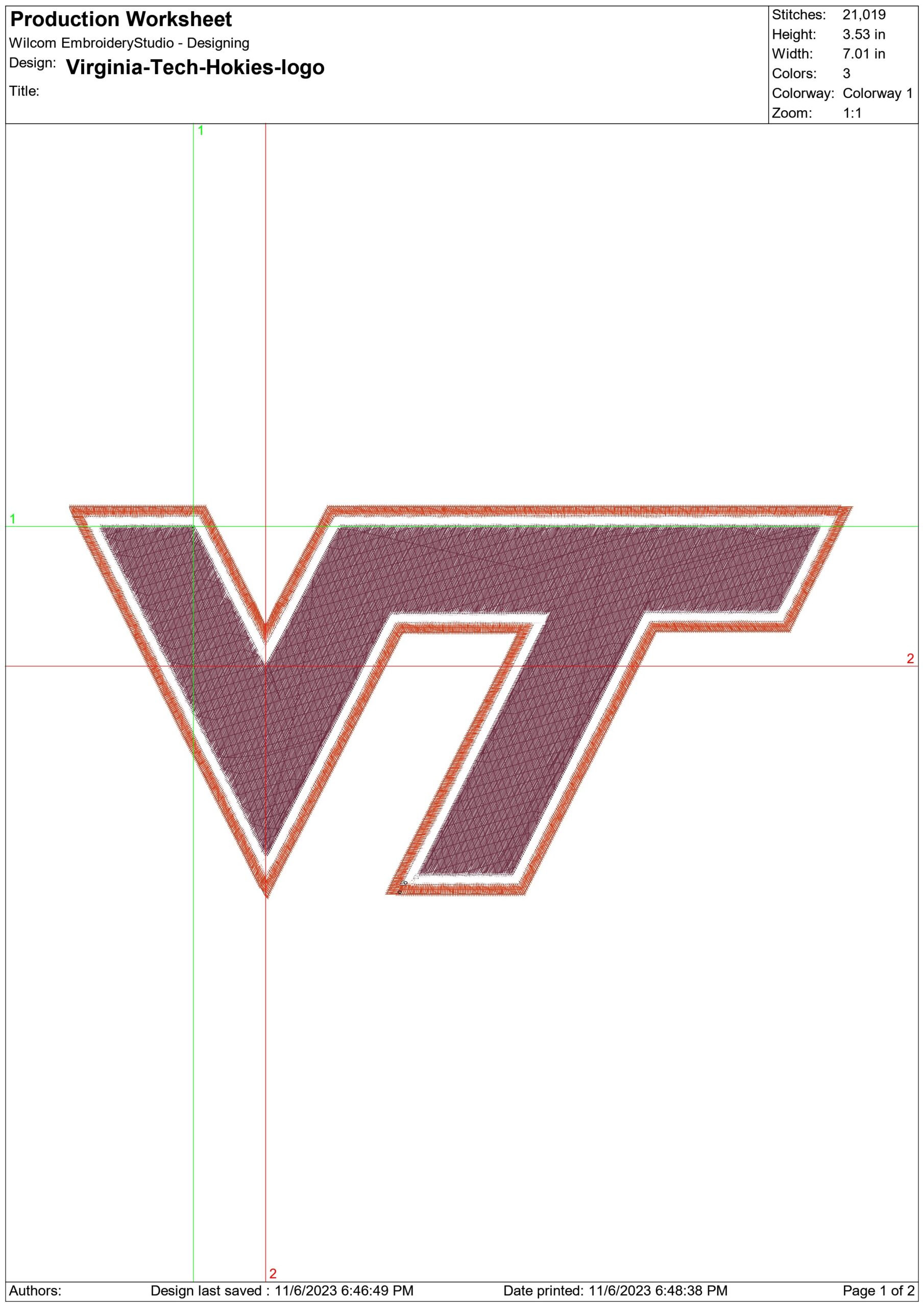 Virginia Tech Hokies logo embroidery design - Lane Stadium Worsham Field- Logo  embroidery machine pattern embroidery file - instant download — view 2