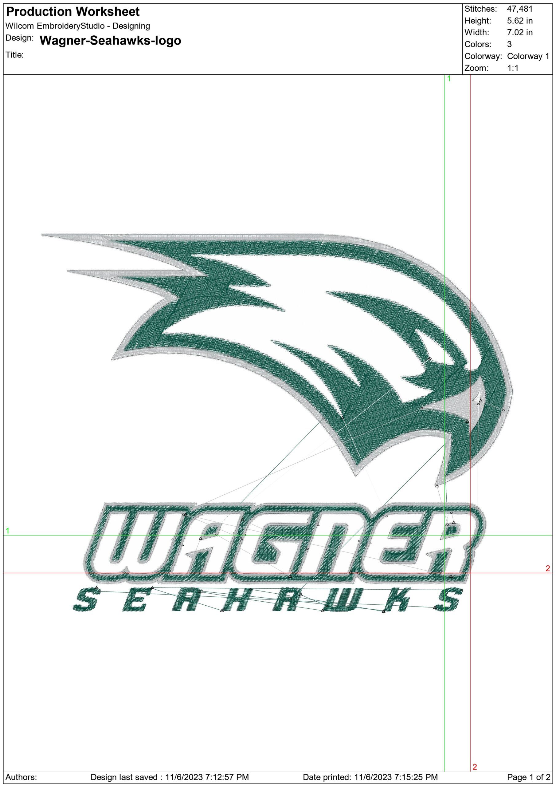 Wagner Seahawks logo embroidery design - Wagner College Stadium - Logo  embroidery machine pattern embroidery file - instant download — view 2
