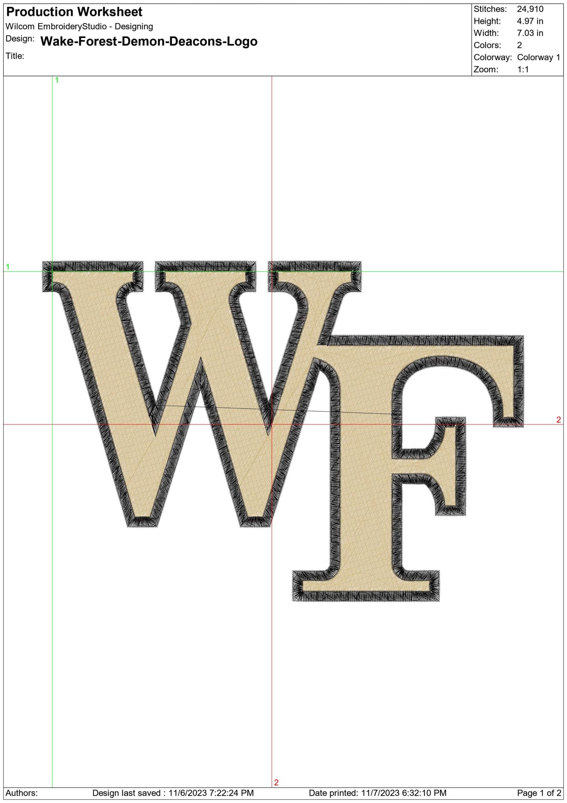 Wake Forest Demon logo embroidery design - Allegacy Federal Credit Union Stadium - Logo  embroidery machine pattern embroidery file - instant download — view 2