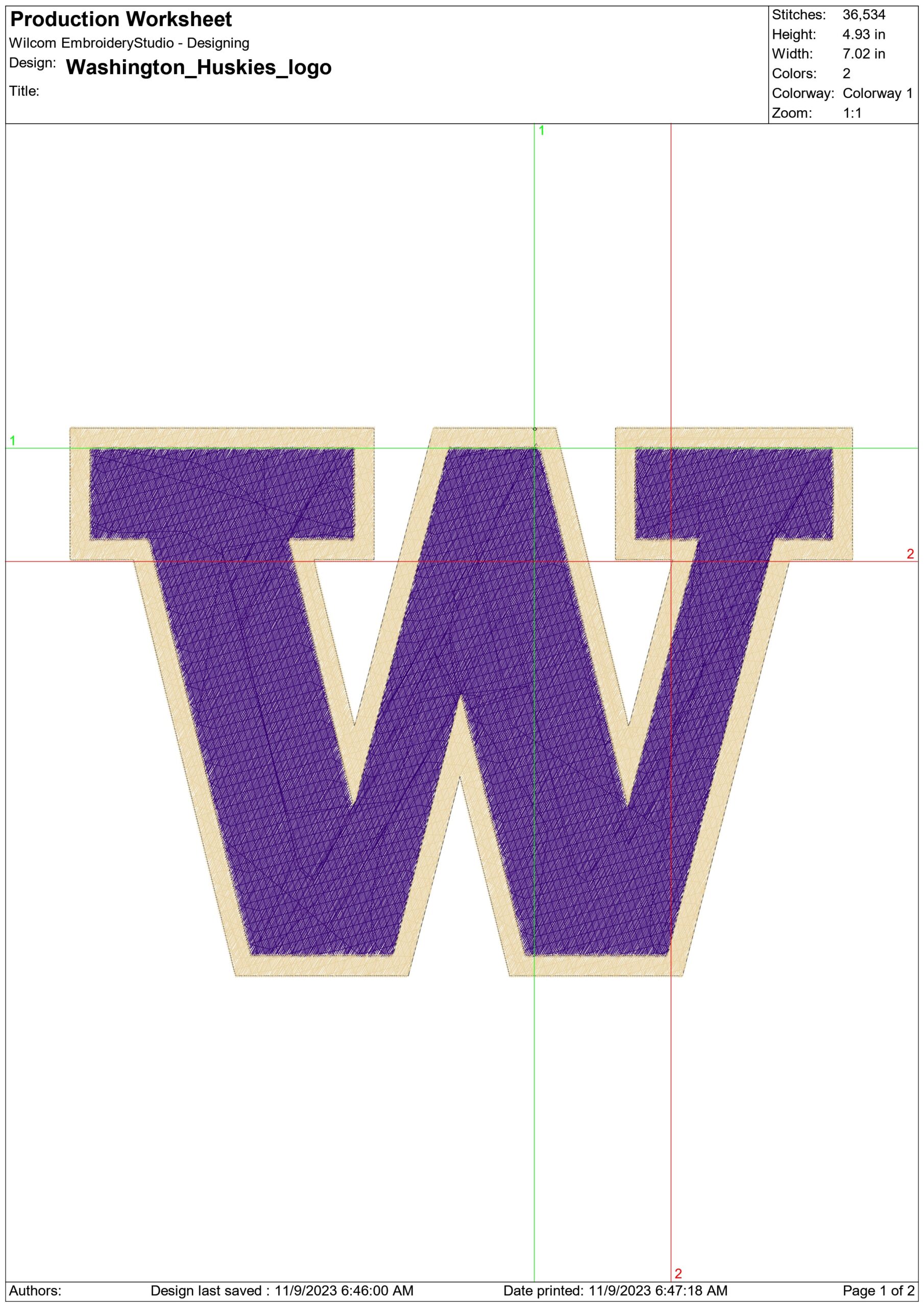 Washington Huskies logo embroidery design - Husky Stadium - Logo  embroidery machine pattern embroidery file - instant download — view 2
