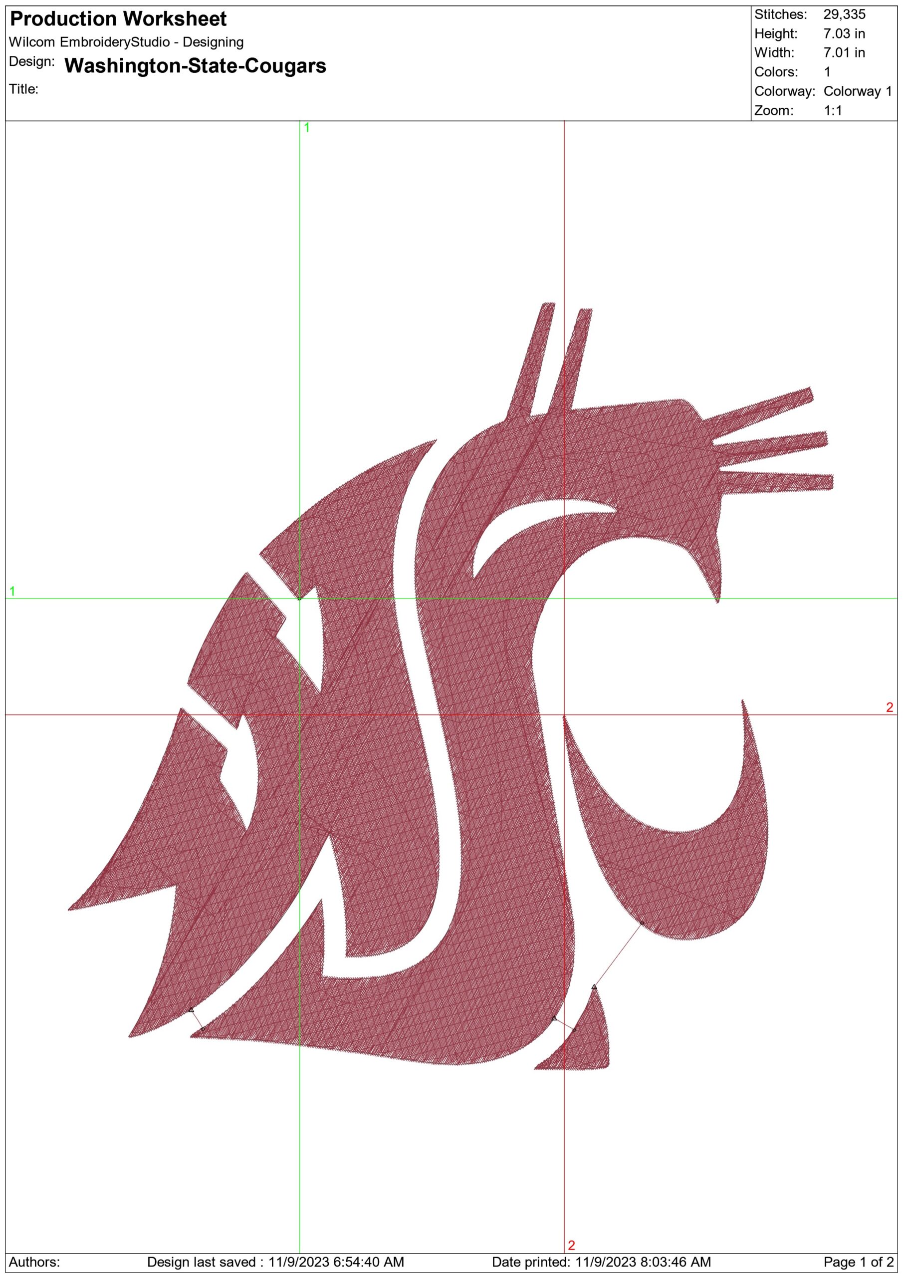 Washington State Cougars logo embroidery design -Martin  Stadium - Logo  embroidery machine pattern embroidery file - instant download — view 2