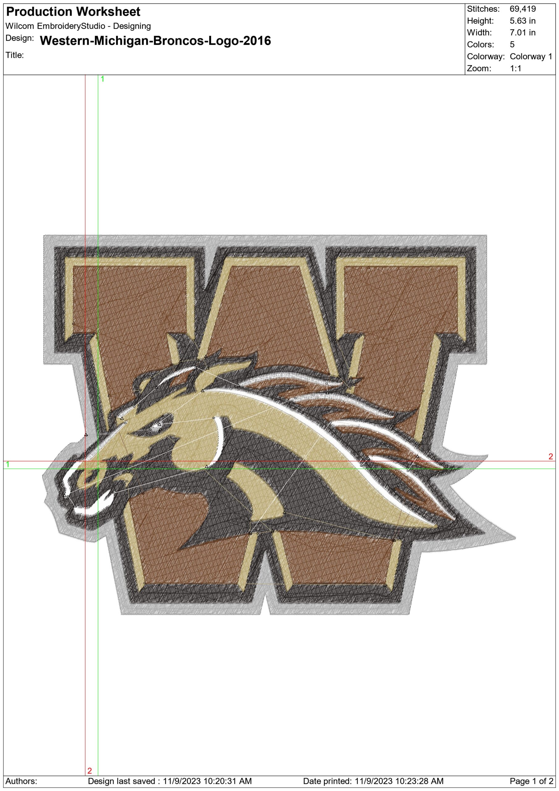 Western Michigan Broncos logo 2016 embroidery design - Waldo Stadium - Logo  embroidery machine pattern embroidery file - instant download — view 2