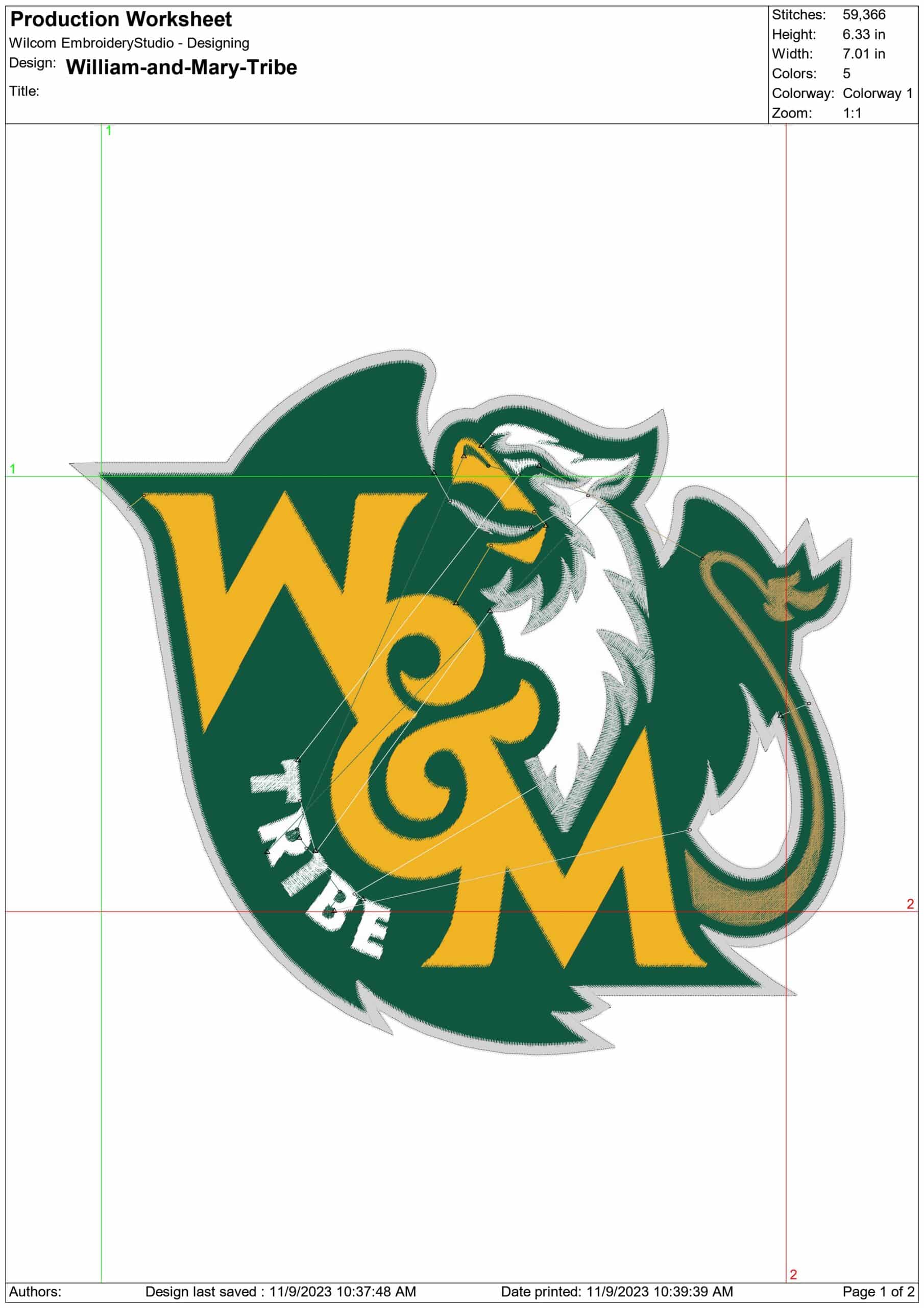 William & Mary Tribe logo embroidery design - Zable Stadium - Logo embroidery machine pattern embroidery file - instant download — view 2