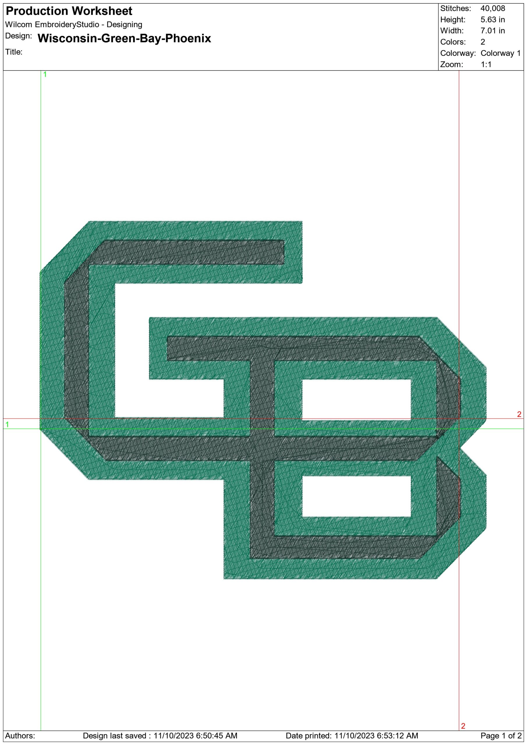 Winconsin Green Bay Phoenix logo  embroidery design - Santaga Stadium - Logo embroidery machine pattern embroidery file - instant download — view 2
