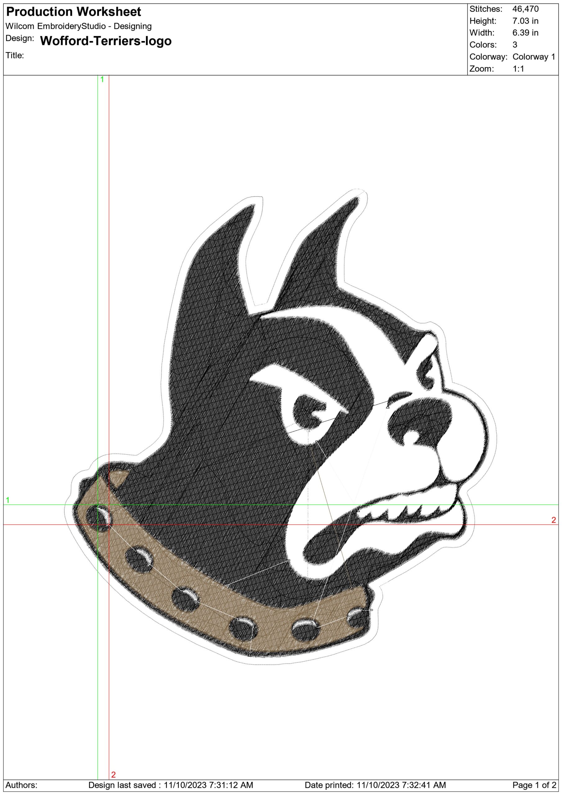 Wofford Terriers logo  embroidery design - Gibbs Stadium - Logo embroidery machine pattern embroidery file - instant download — view 2