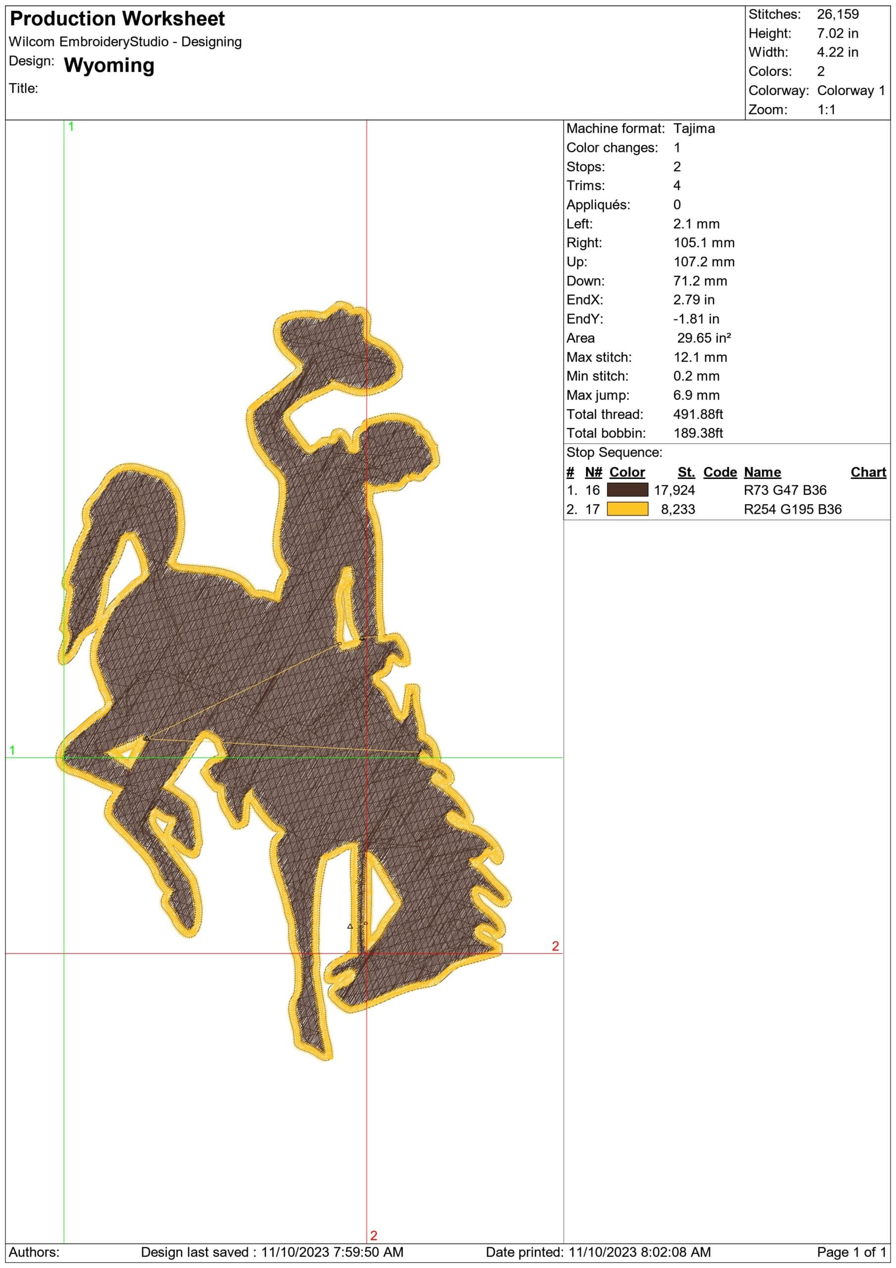 Wyoming Cowboys logo  embroidery design - War Memorial Stadium - Logo embroidery machine pattern embroidery file - instant download — view 2