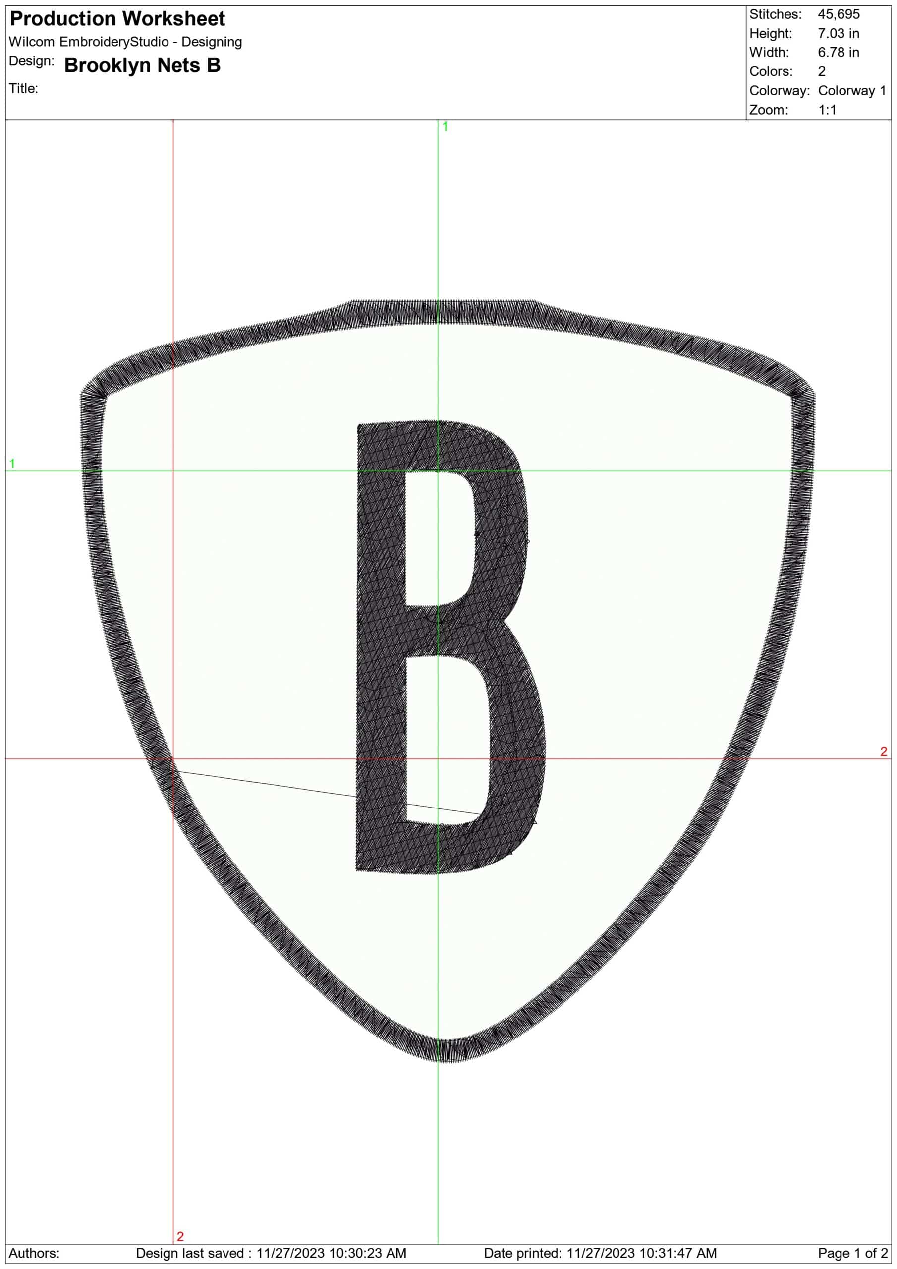 Brooklyn Nets B NBA Logo  embroidery design - Barclays Center Arena- embroidery  machine pattern embroidery file - instant download — view 2