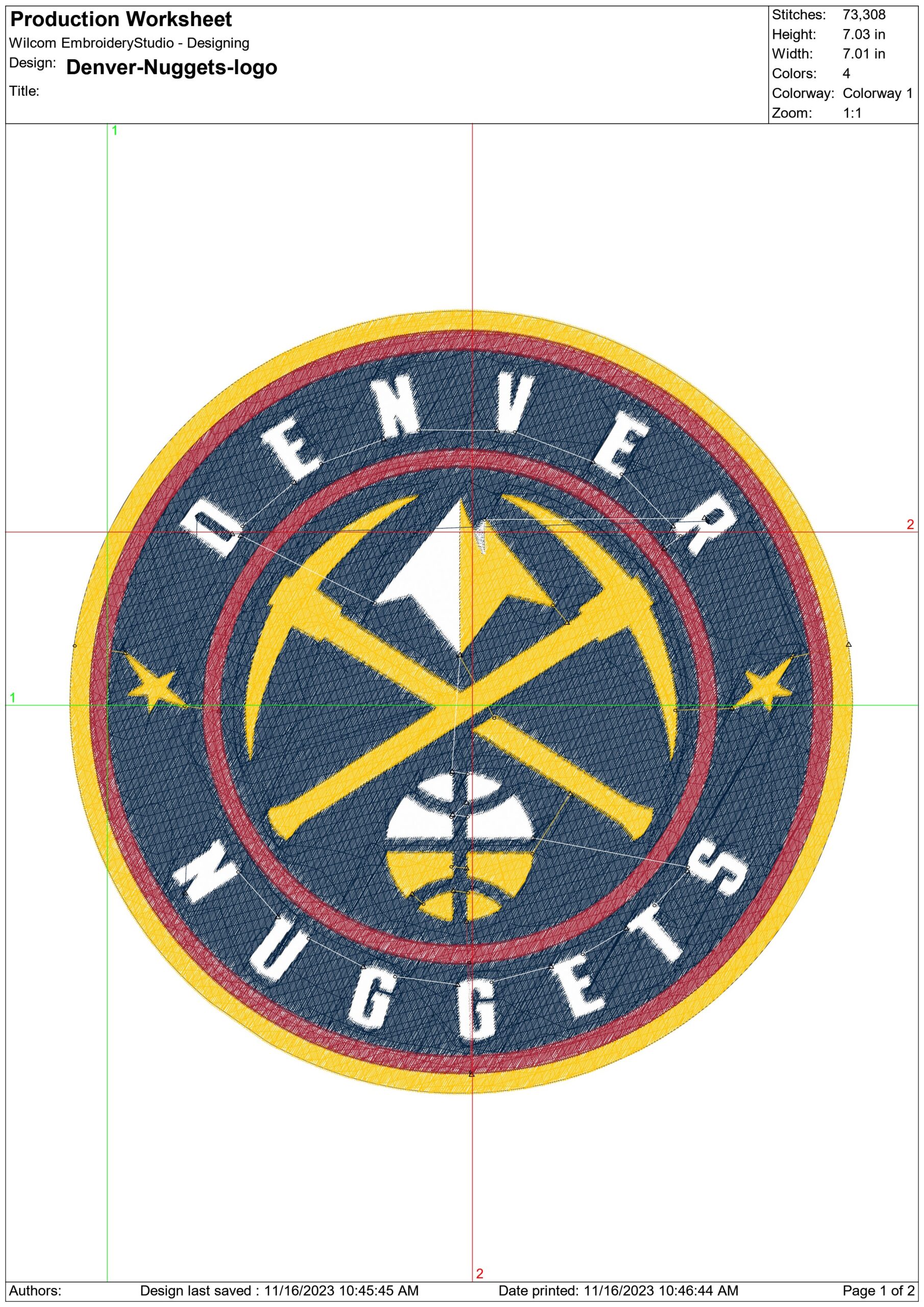 Denver Nuggets NBA Logo  embroidery design - Ball  Arena- embroidery  machine pattern embroidery file - instant download — view 3