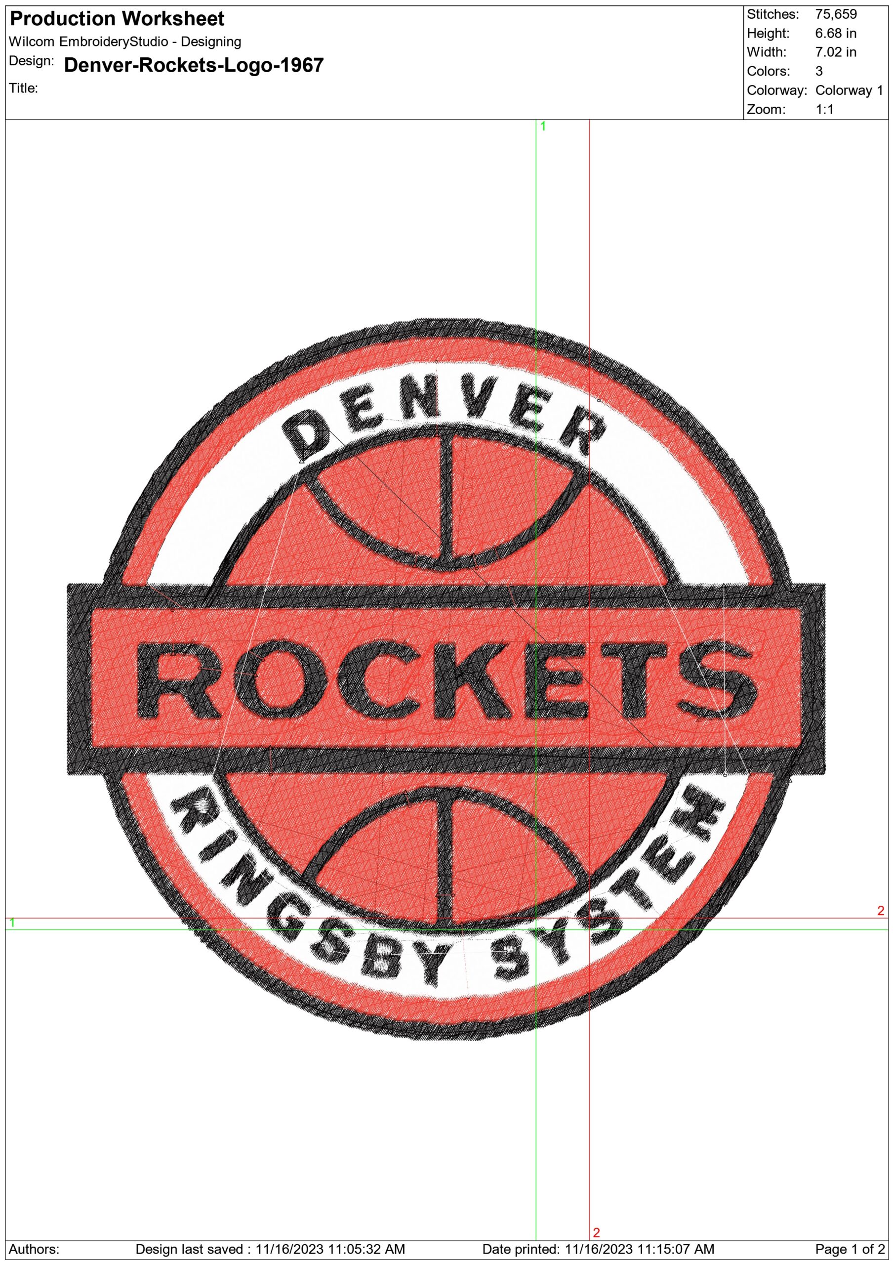 Denver Rockets 1967 NBA Logo  embroidery design - McNichols Denver Colorado  Arena- embroidery  machine pattern embroidery file - instant download — view 3