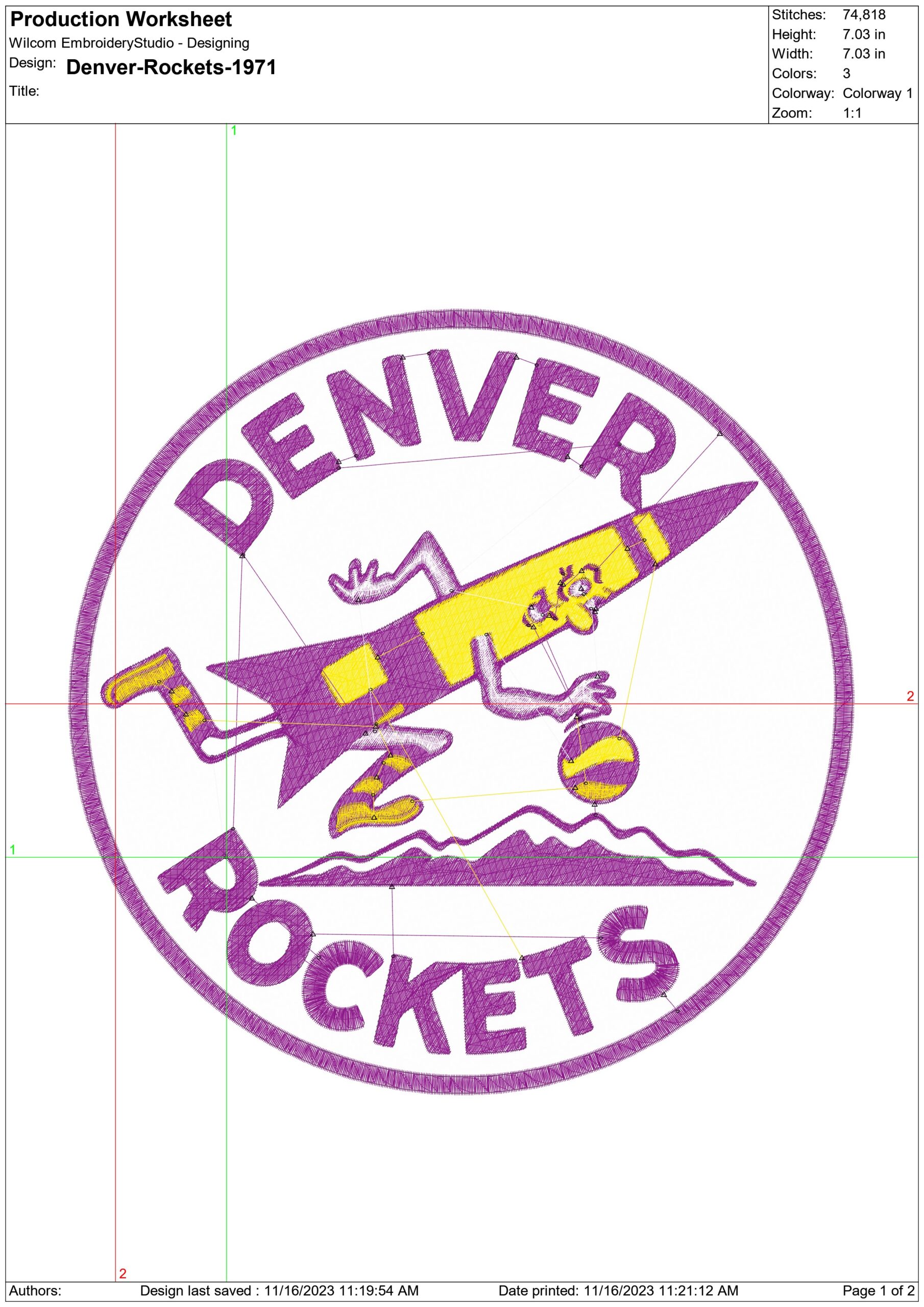 Denver Rockets 1971 NBA Logo  embroidery design - McNichols Denver Colorado  Arena- embroidery  machine pattern embroidery file - instant download — view 3