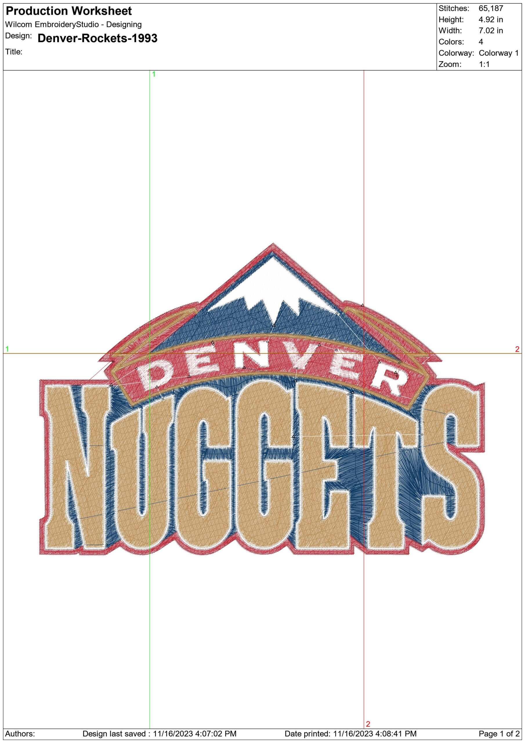 Denver Rockets 1993 NBA Logo  embroidery design - McNichols Denver Colorado  Arena- embroidery  machine pattern embroidery file - instant download — view 3