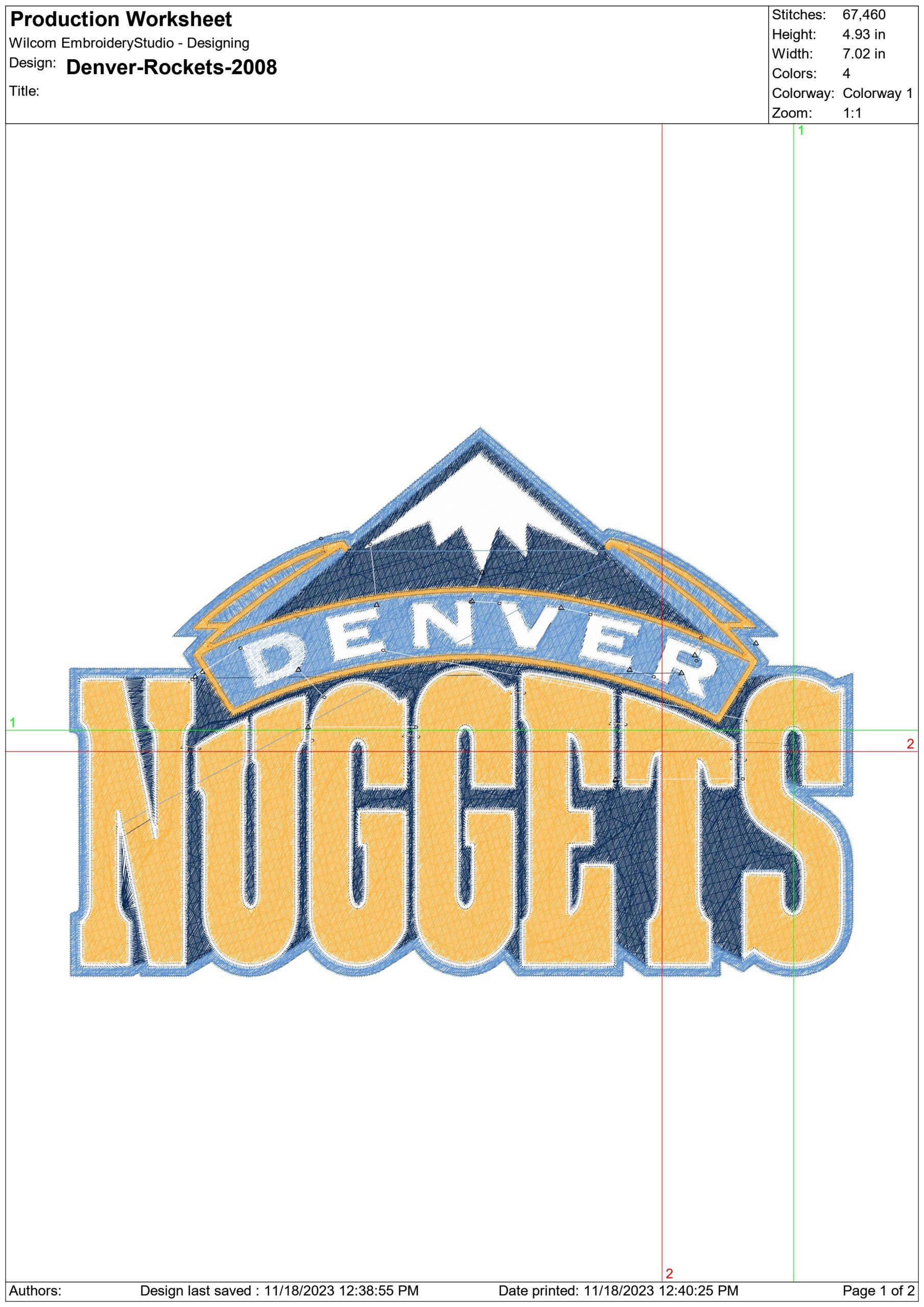Denver Rockets 2008 NBA Logo  embroidery design - McNichols Denver Colorado  Arena- embroidery  machine pattern embroidery file - instant download — view 3