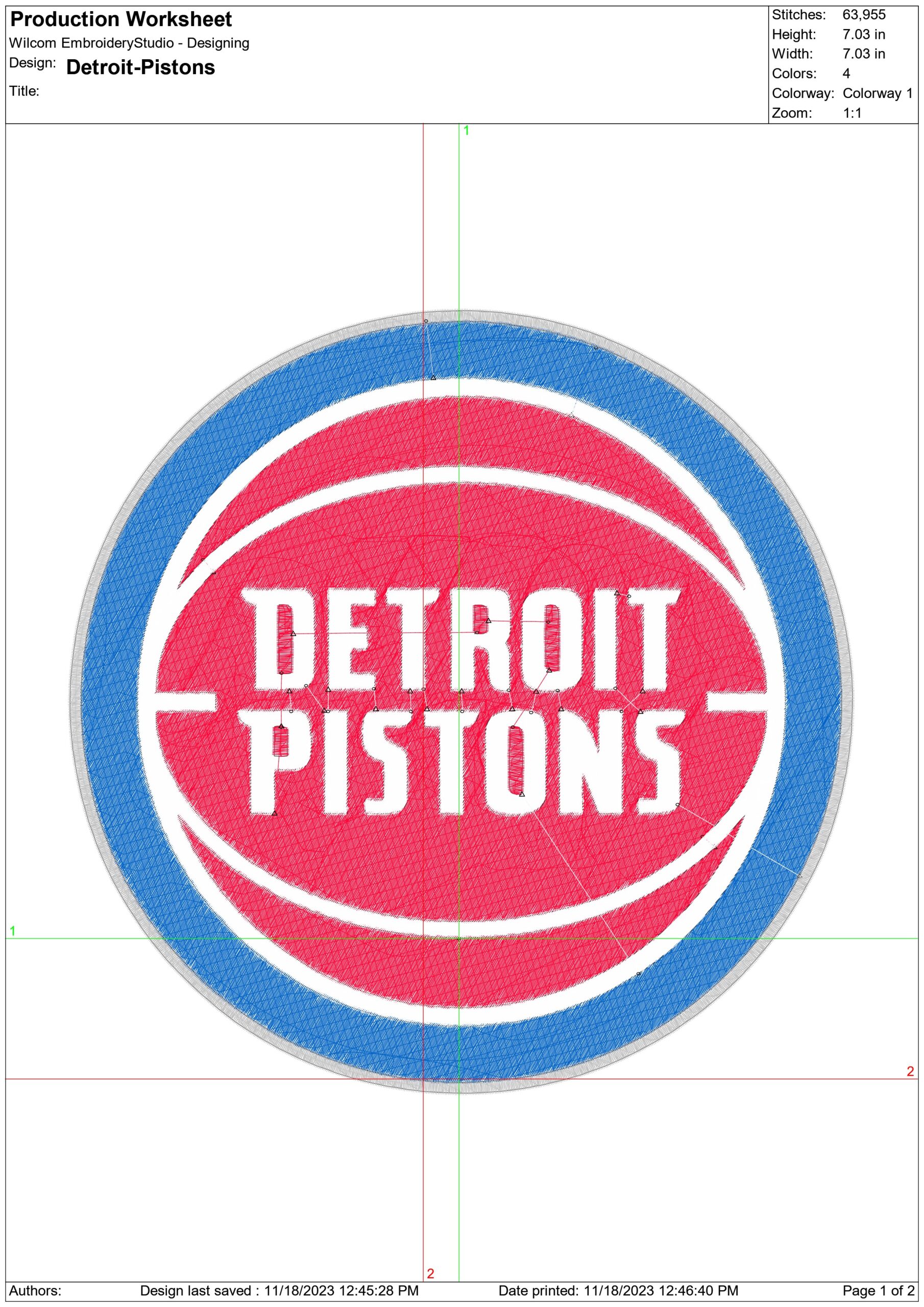 Detroit Pistons NBA Logo  embroidery design -Little Caesars Arena- embroidery  machine pattern embroidery file - instant download — view 3