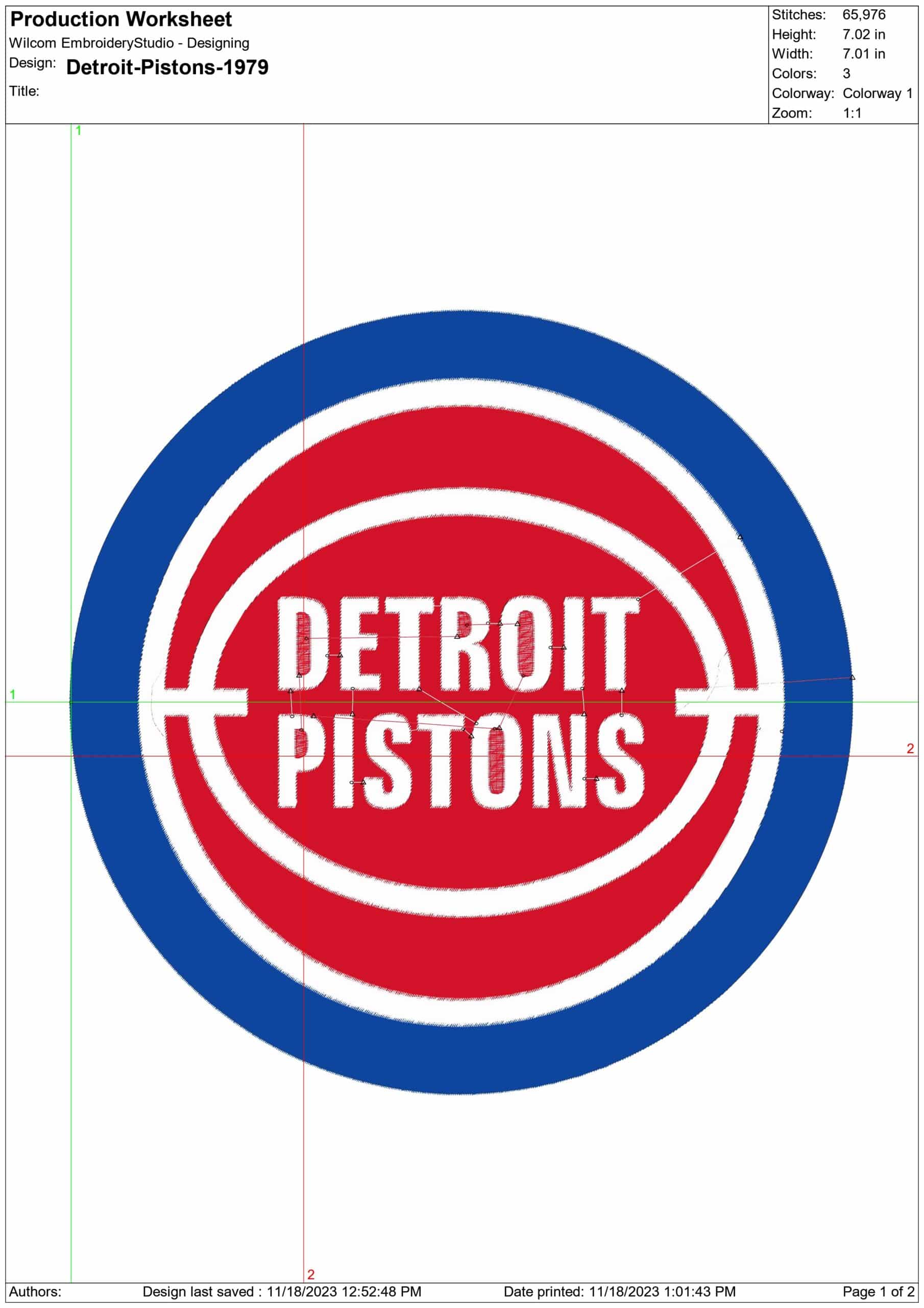 Detroit Pistons 1979 NBA Logo  embroidery design -Little Caesars Arena- embroidery  machine pattern embroidery file - instant download — view 3