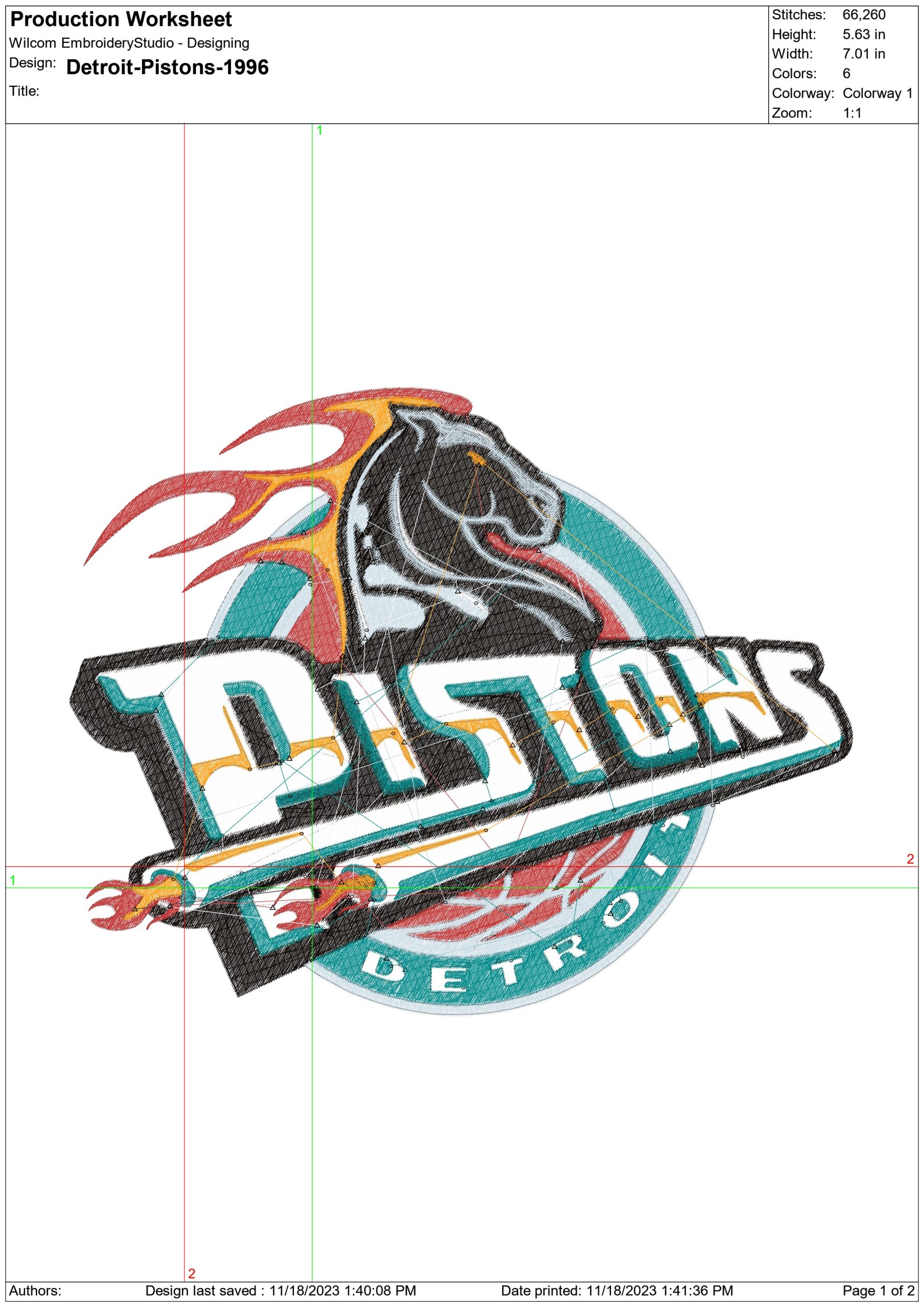 Detroit Pistons 1996 NBA Logo  embroidery design -Little Caesars Arena- embroidery  machine pattern embroidery file - instant download — view 3
