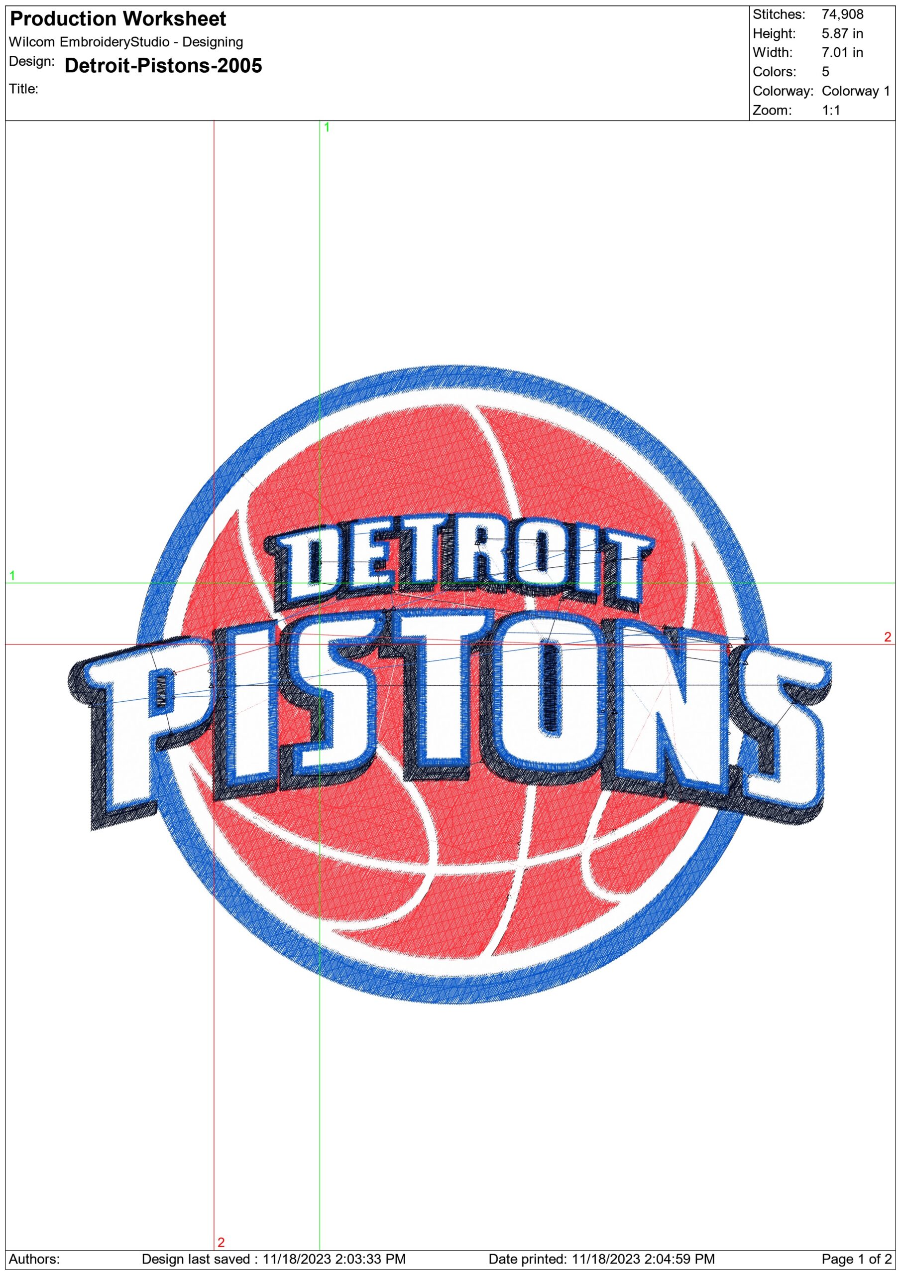 Detroit Pistons 2005 NBA Logo  embroidery design -Little Caesars Arena- embroidery  machine pattern embroidery file - instant download — view 3