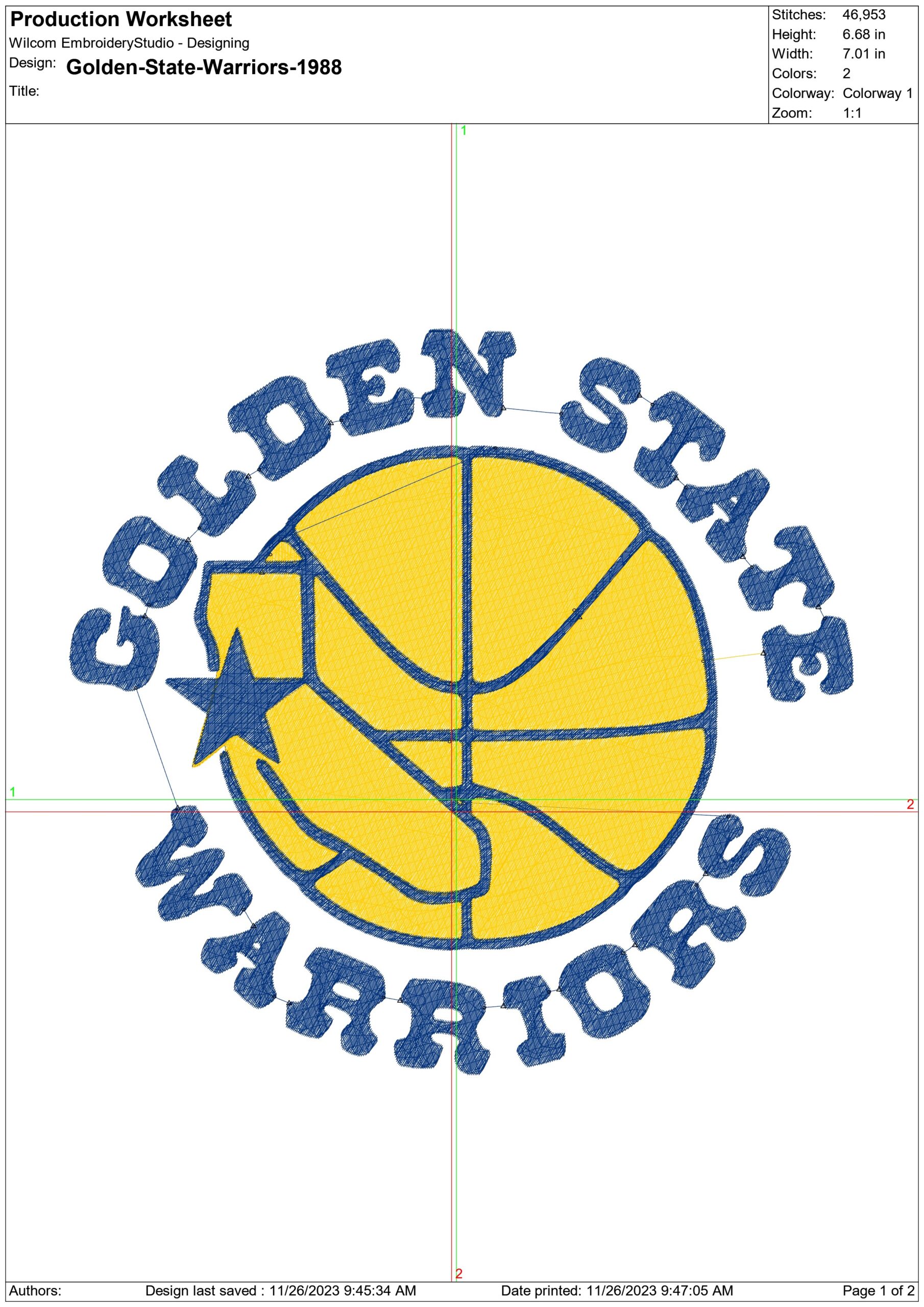 Golden State Warriors 1988 NBA Logo  embroidery design -Chase Center Arena- embroidery  machine pattern embroidery file - instant download — view 3