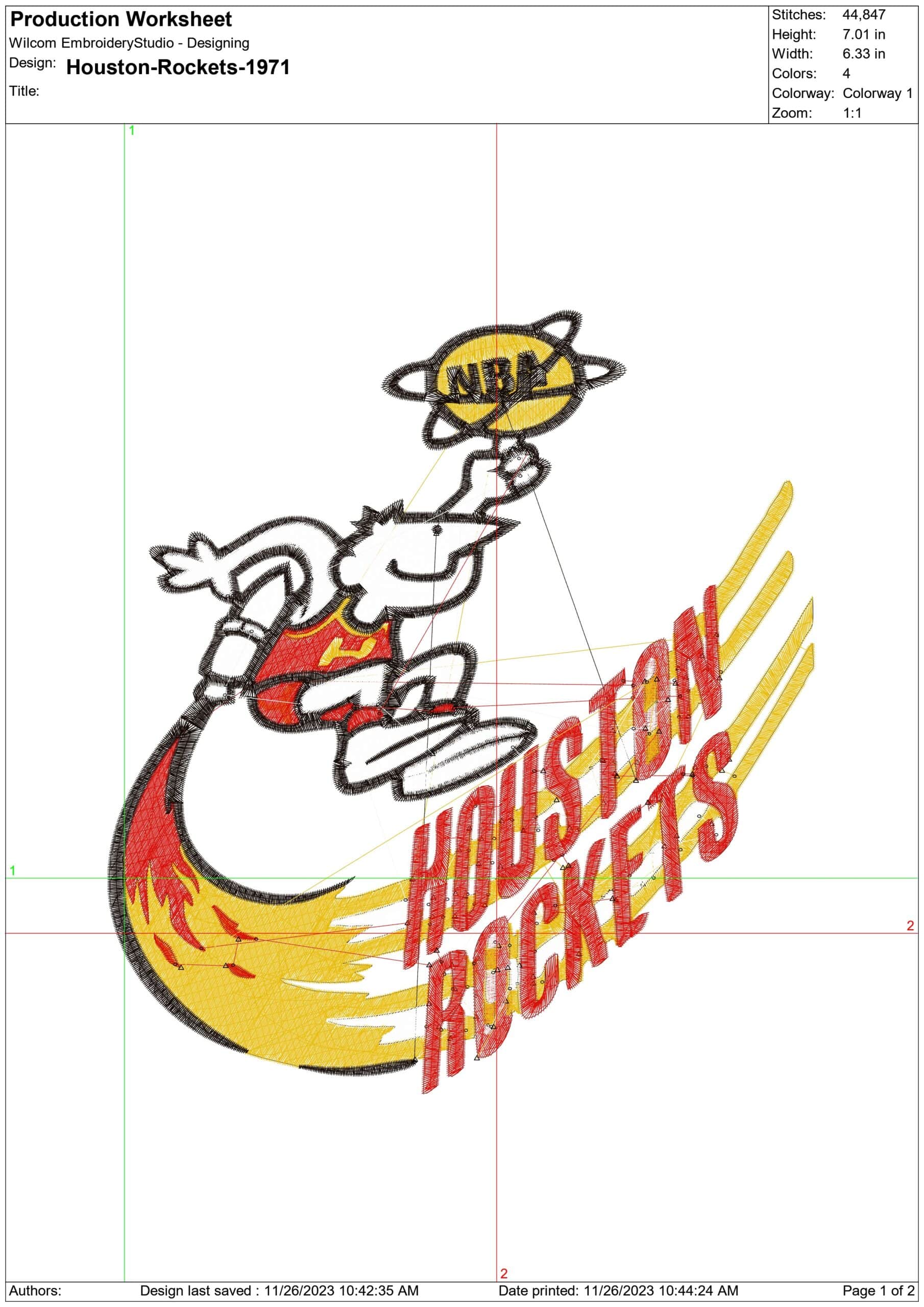 Houston Rockets 1971 NBA Logo  embroidery design -Toyota Center Arena- embroidery  machine pattern embroidery file - instant download — view 3