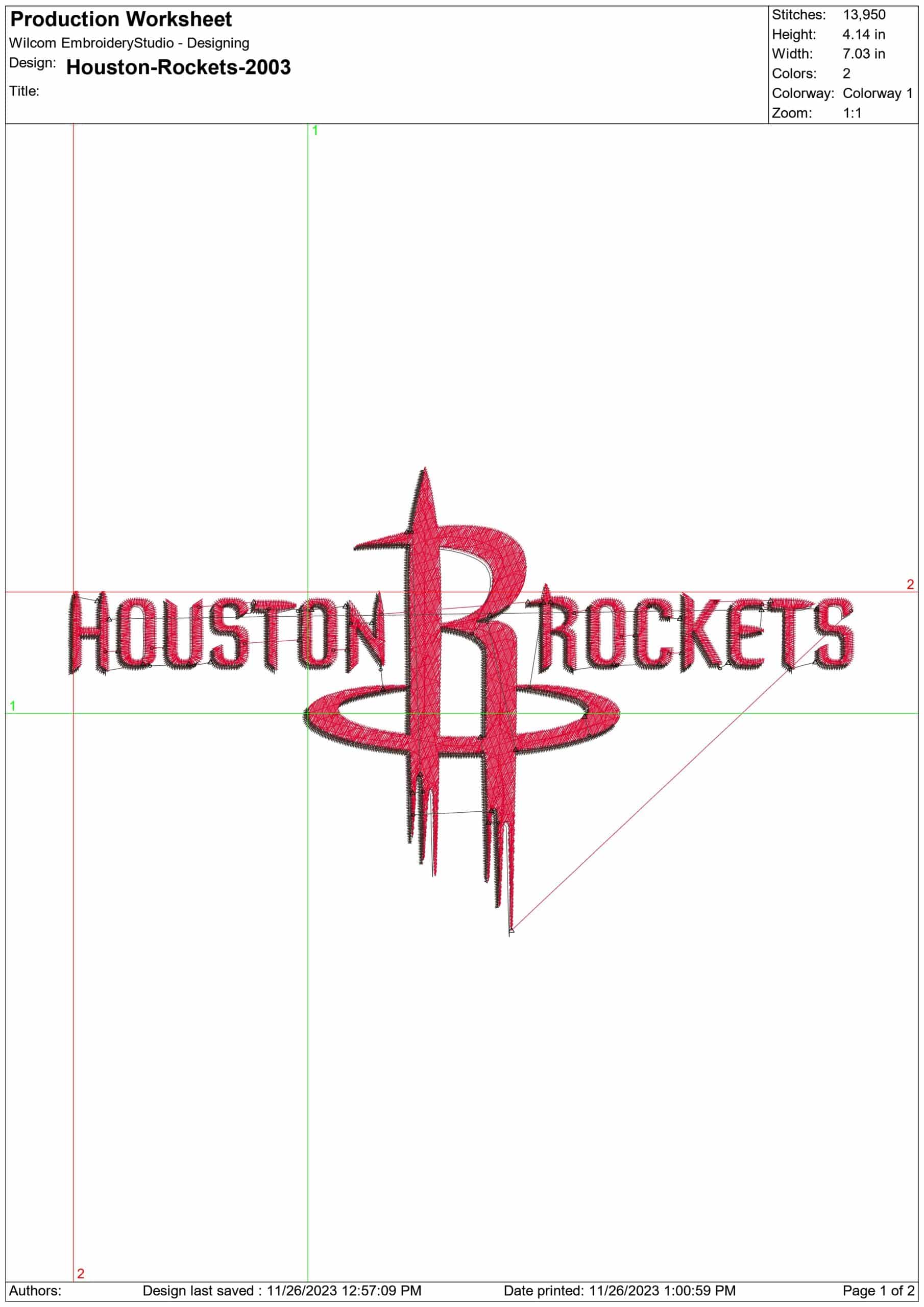 Houston Rockets 2003 NBA Logo  embroidery design -Toyota Center Arena- embroidery  machine pattern embroidery file - instant download — view 3