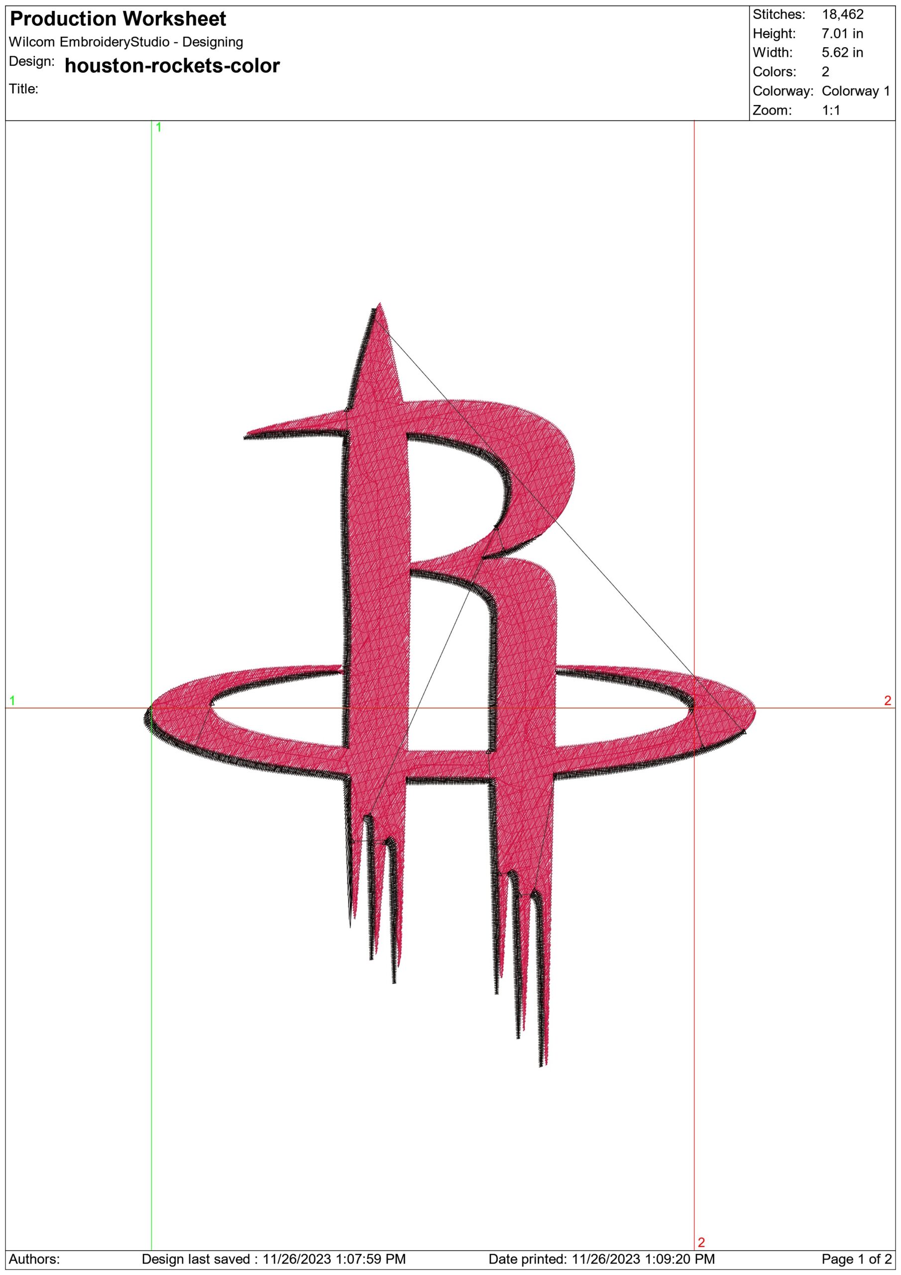 Houston Rockets Color NBA Logo  embroidery design -Toyota Center Arena- embroidery  machine pattern embroidery file - instant download — view 3